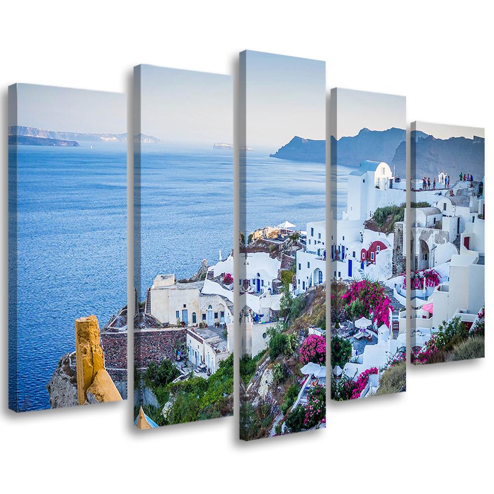 5 stykke lærredstryk, Grækenland Santorini Town