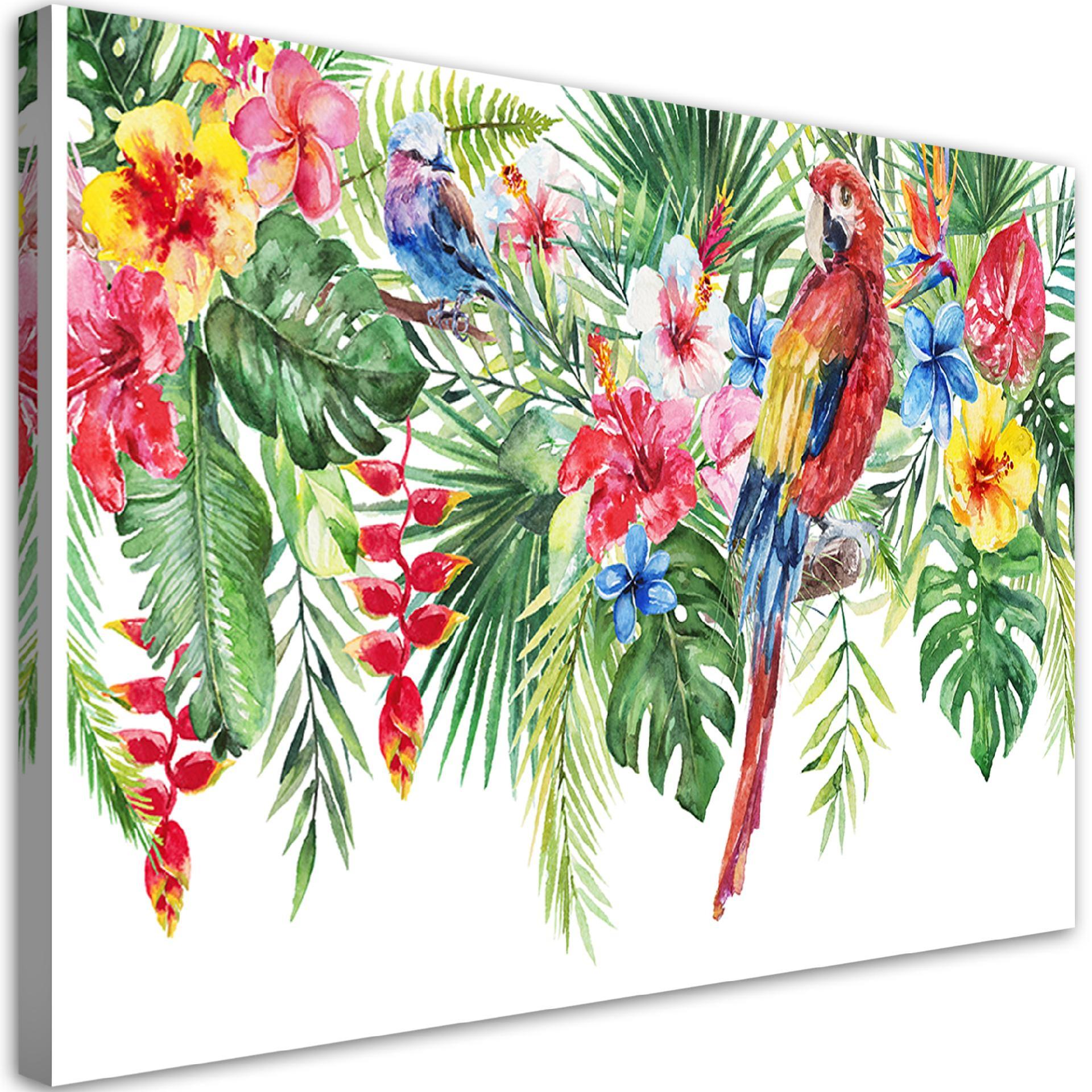 Canvasbillede, blade af tropiske papegøjeblomster