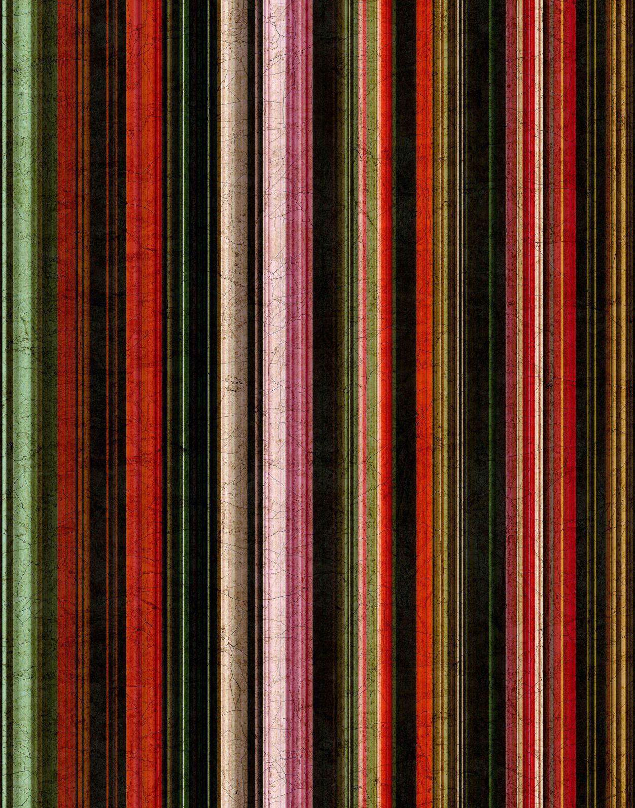 Vintage stribet fototapet i rødgrøn sort med patinastruktur 2,7 x 2,12 m