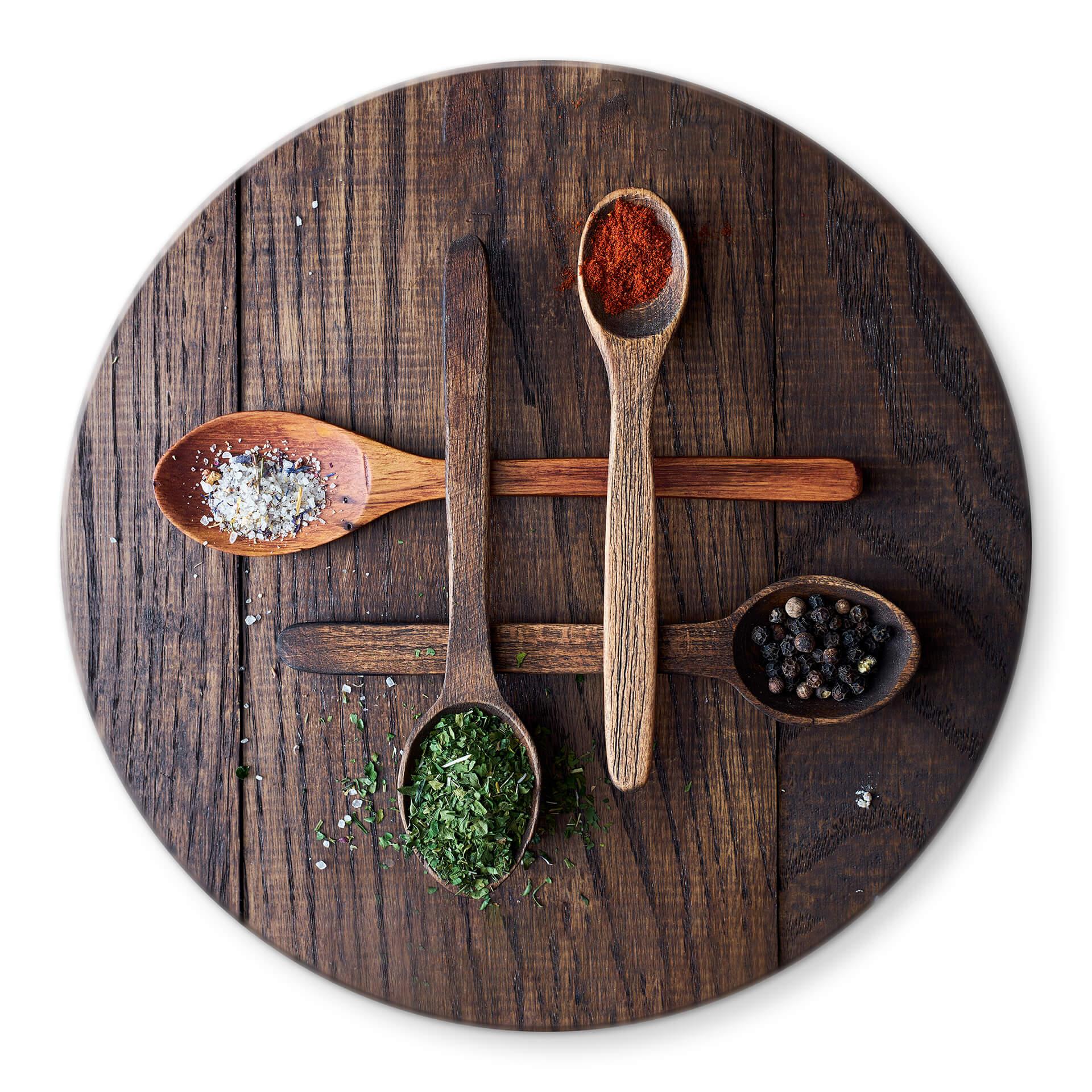 Tableau sur verre Aleksandrova - Epices diverses - Rond