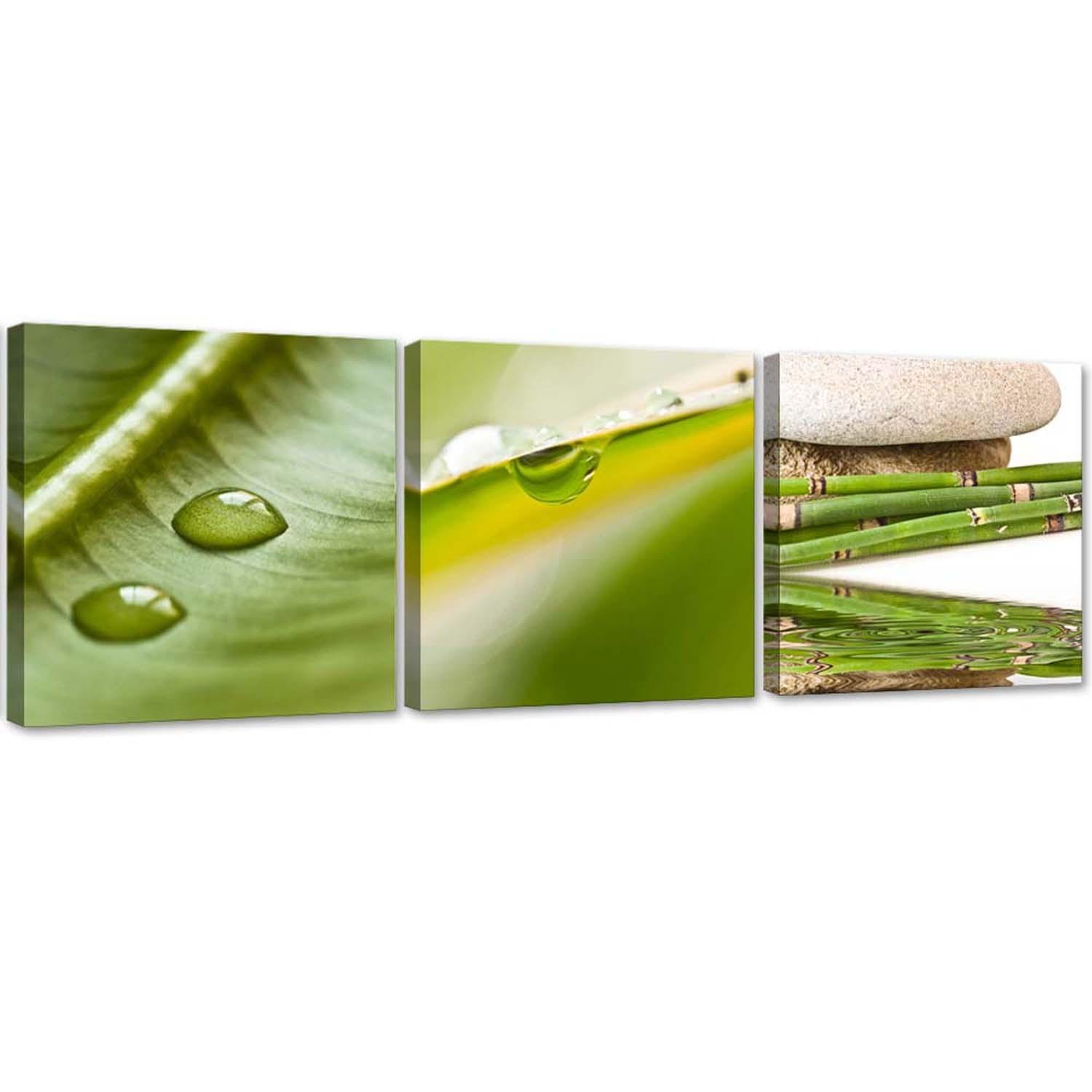 3 stykke lærredsprint, 3 stykker Natur Zen Leaf
