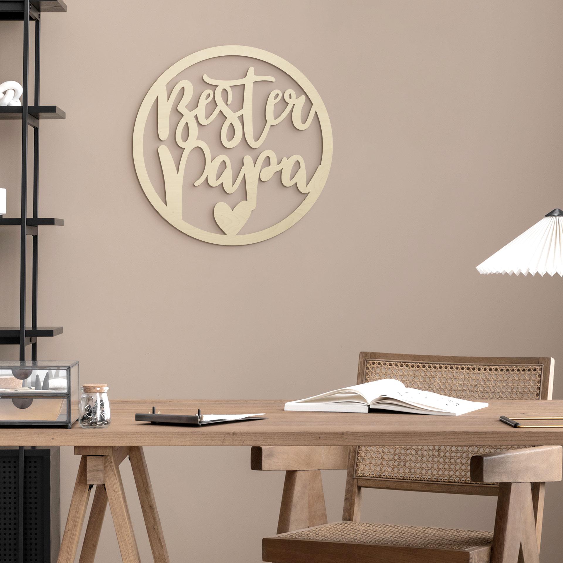 Holzdeko Schriftzug - Bester Papa - Pappel - Rund