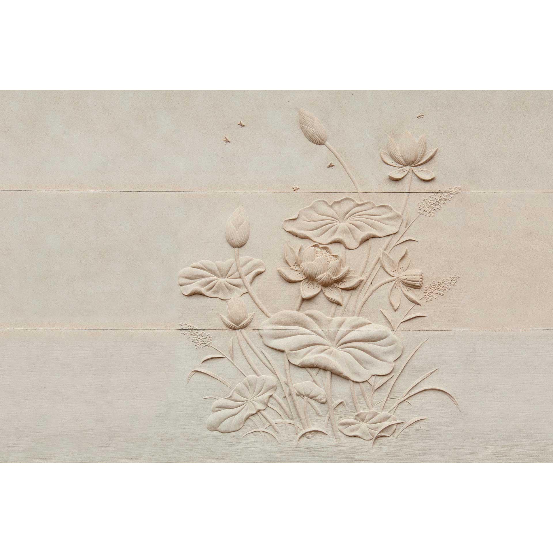 Reliëf bloemenpatroon behang - elegant 3D muurontwerp in crème