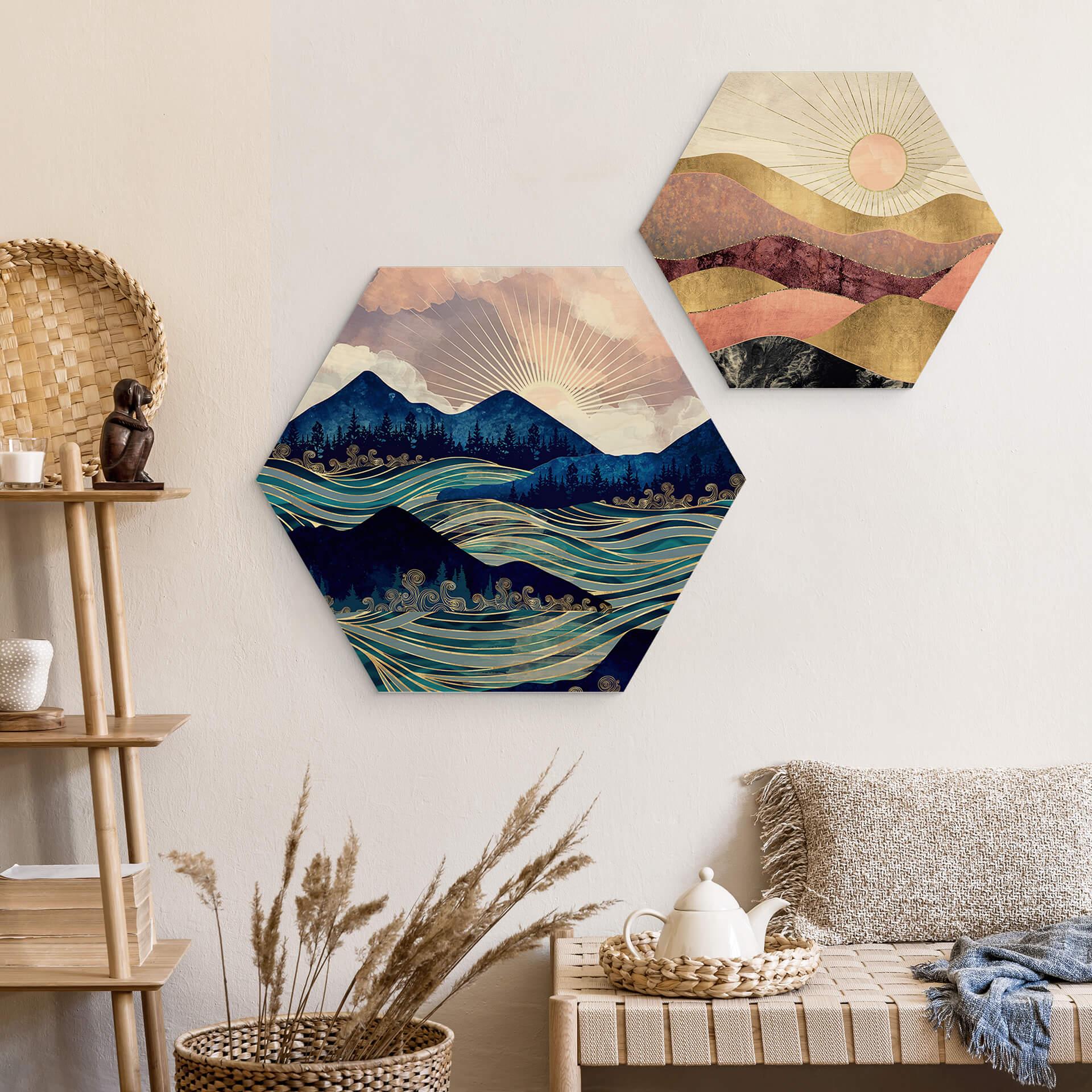 Hexagon Hout SpaceFrog Designs - Roze Zon