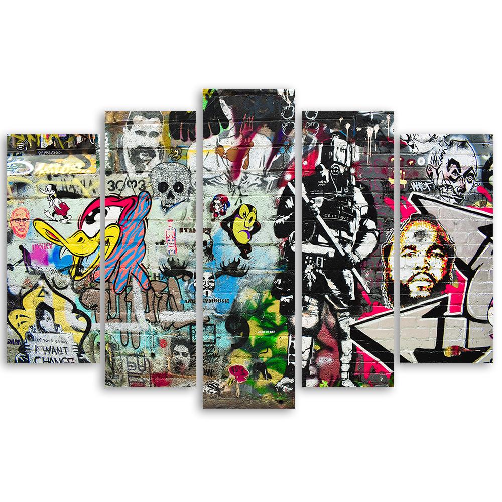 5 stykke lærredstryk Graffiti Street Art
