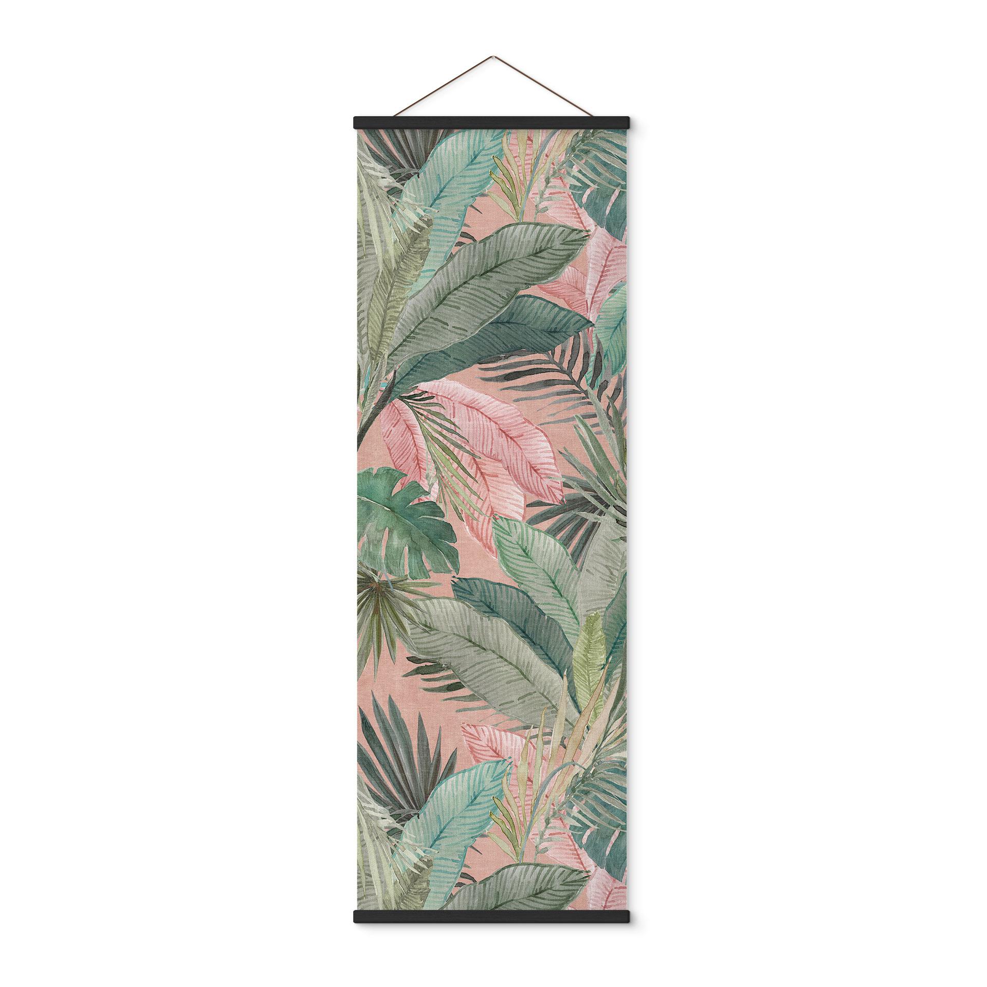 Tekstil plakat Tropiske blade i junglen pink - Bloomery Decor - Panorama
