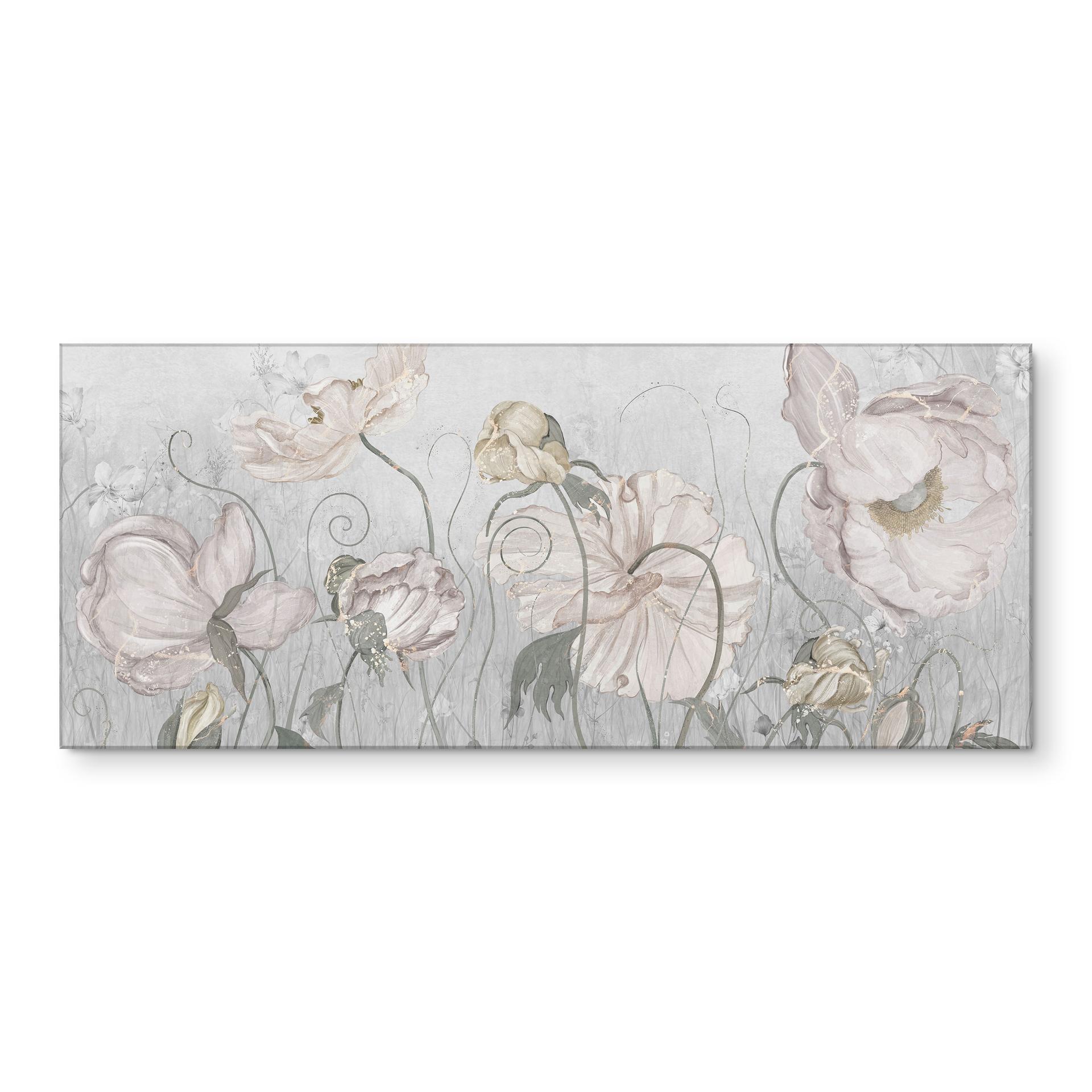 Küchenrückwand Blumen im Vintage Stil in Grau - Ms Tiff