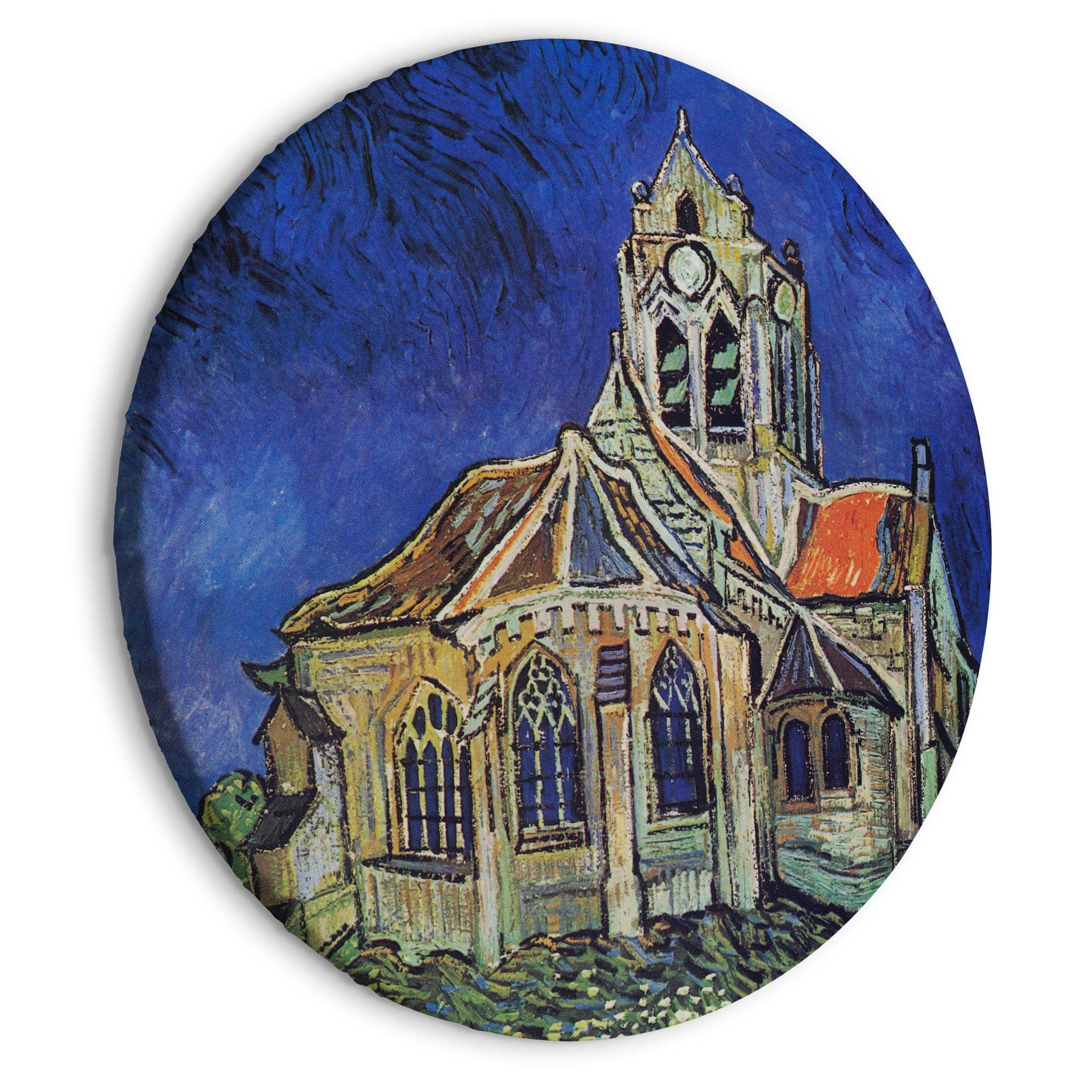 Rundes Leinwandbild van Gogh - Die Kirche von Auvers