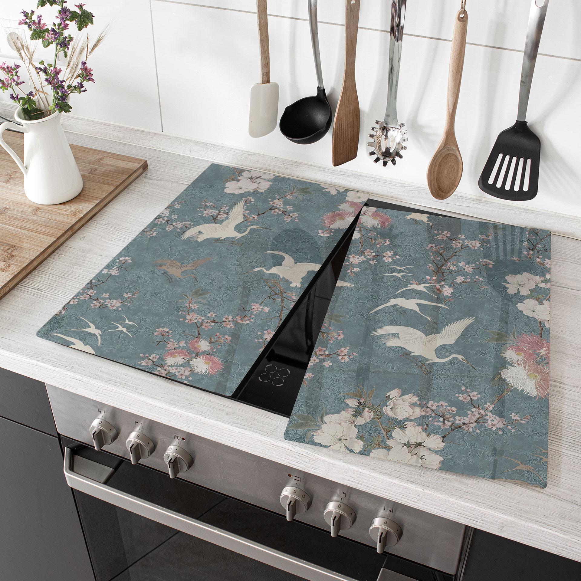 Stænkplade til køkken Kraner i kirsebærblomstrende blå - Bloomery Decor
