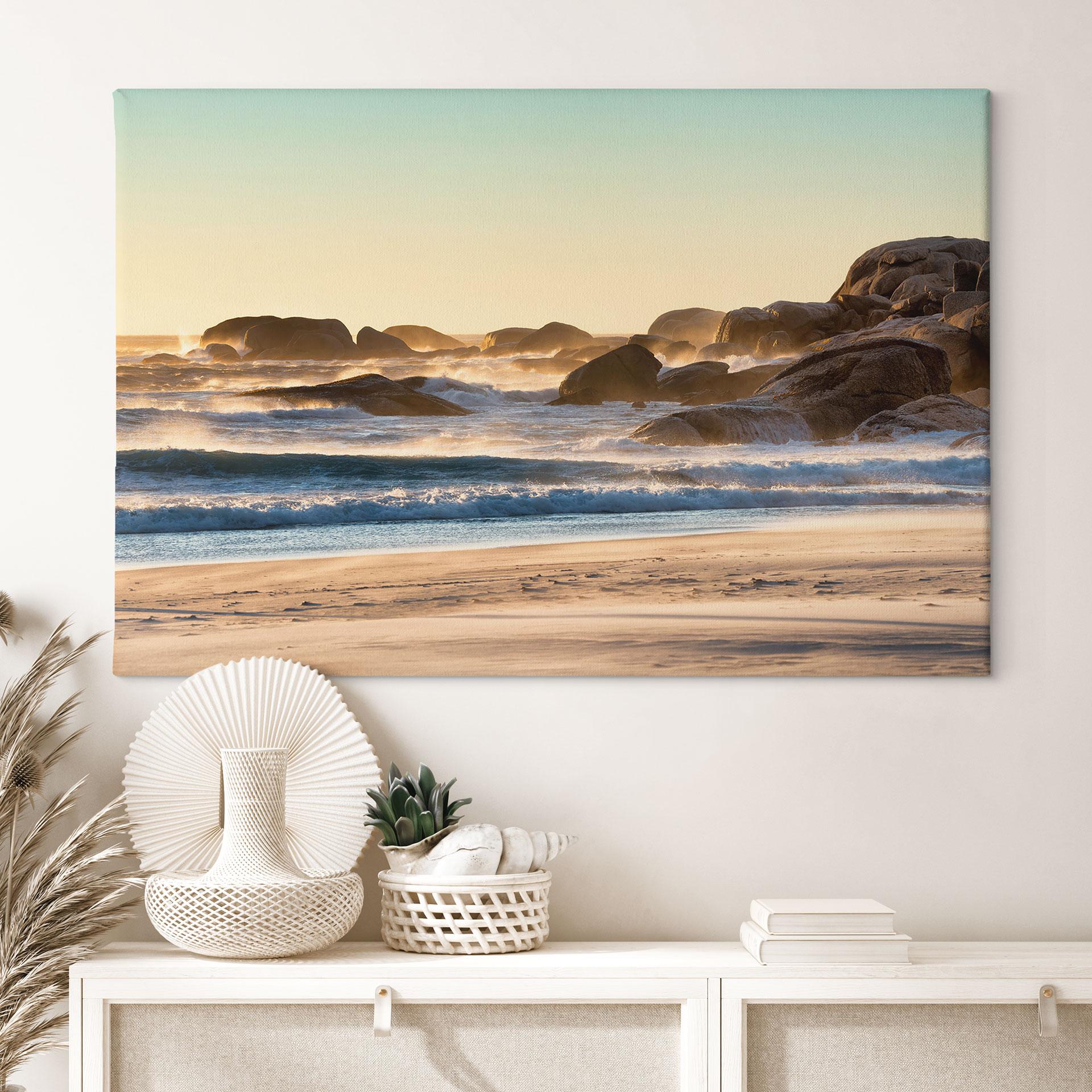 Canvasbillede strandkyst ved solopgang i Afrika - Hugonnard