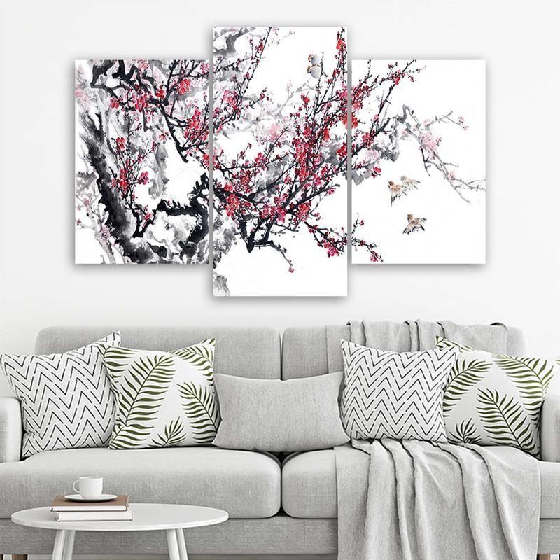 3-delige canvas print, kersenbloesem Japan boom