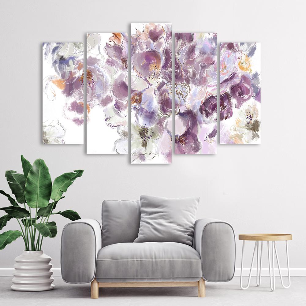 5 stykke lærredstryk, Irisblomst