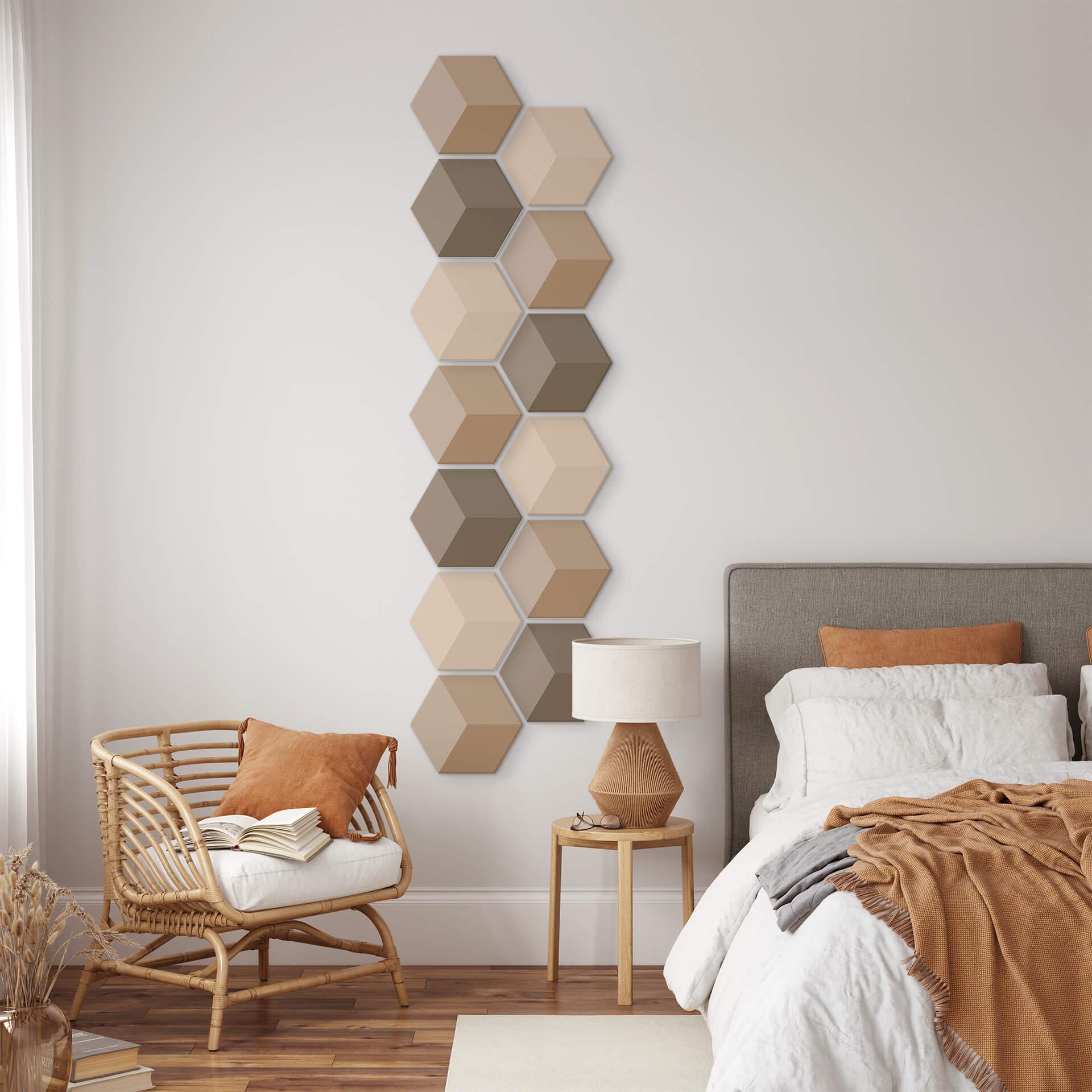 3D Hexagon Alu-Dibond - Mørkebrun