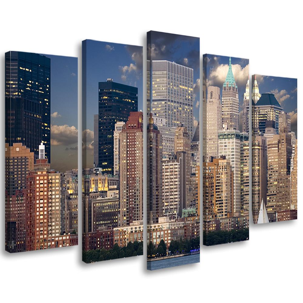 5 stykke lærredstryk, New York Manhattan City