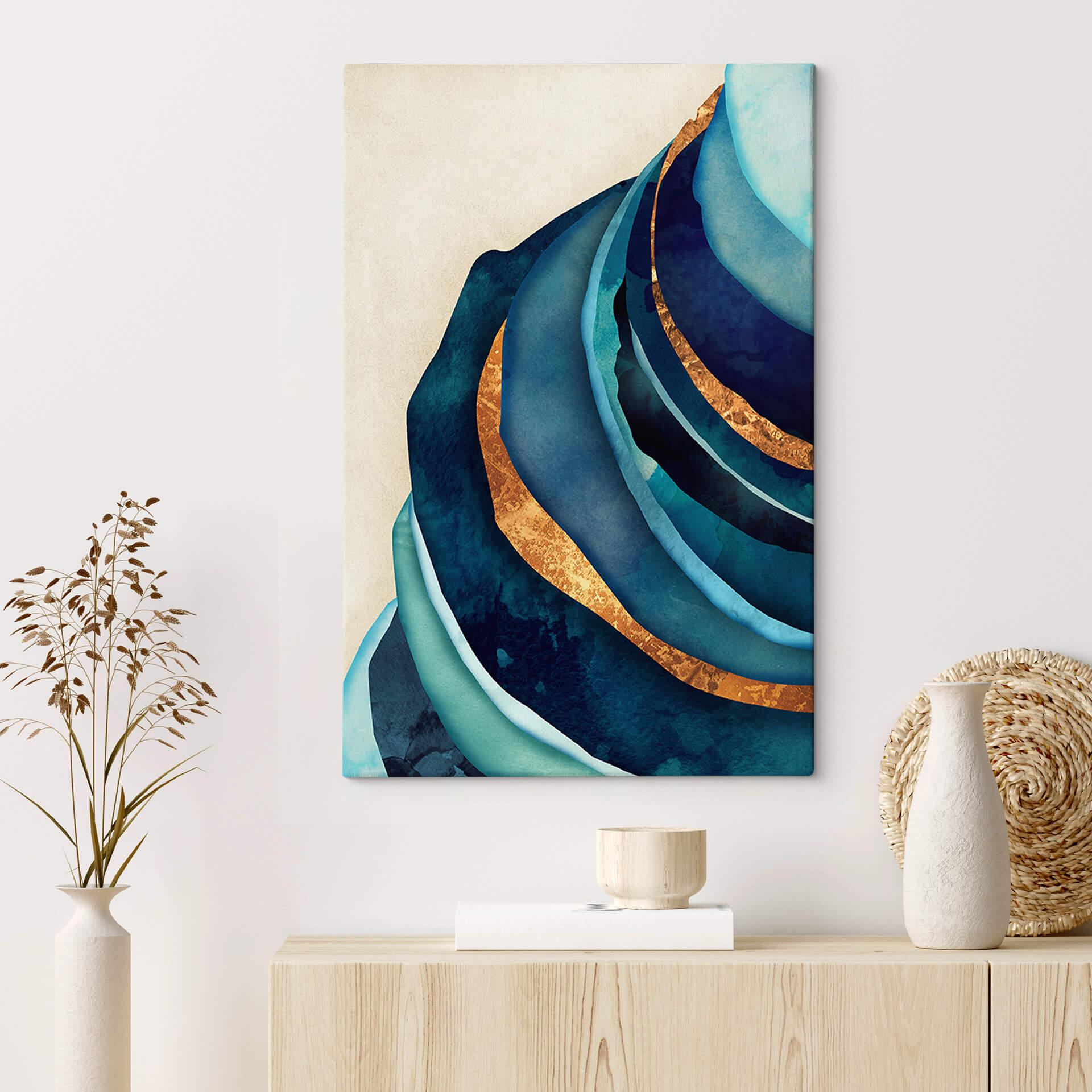 Lienzo SpaceFrog Designs - Azul y dorado