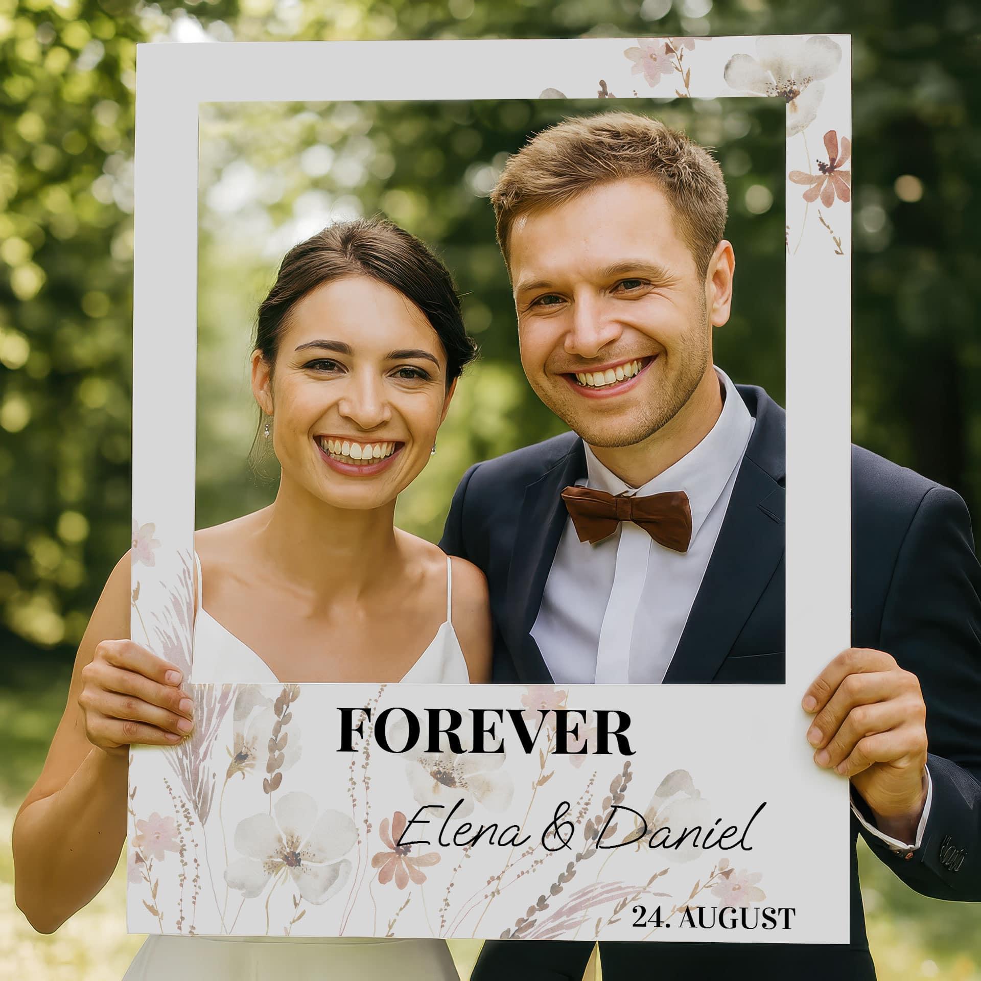 Fotorahmen Hochzeit Floral - personalisierbar