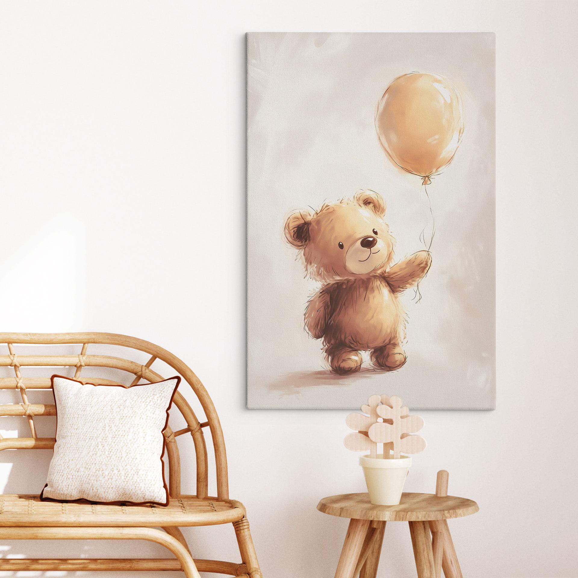 Leinwandbild Kleiner Teddybär mit Luftballon - Magnusson