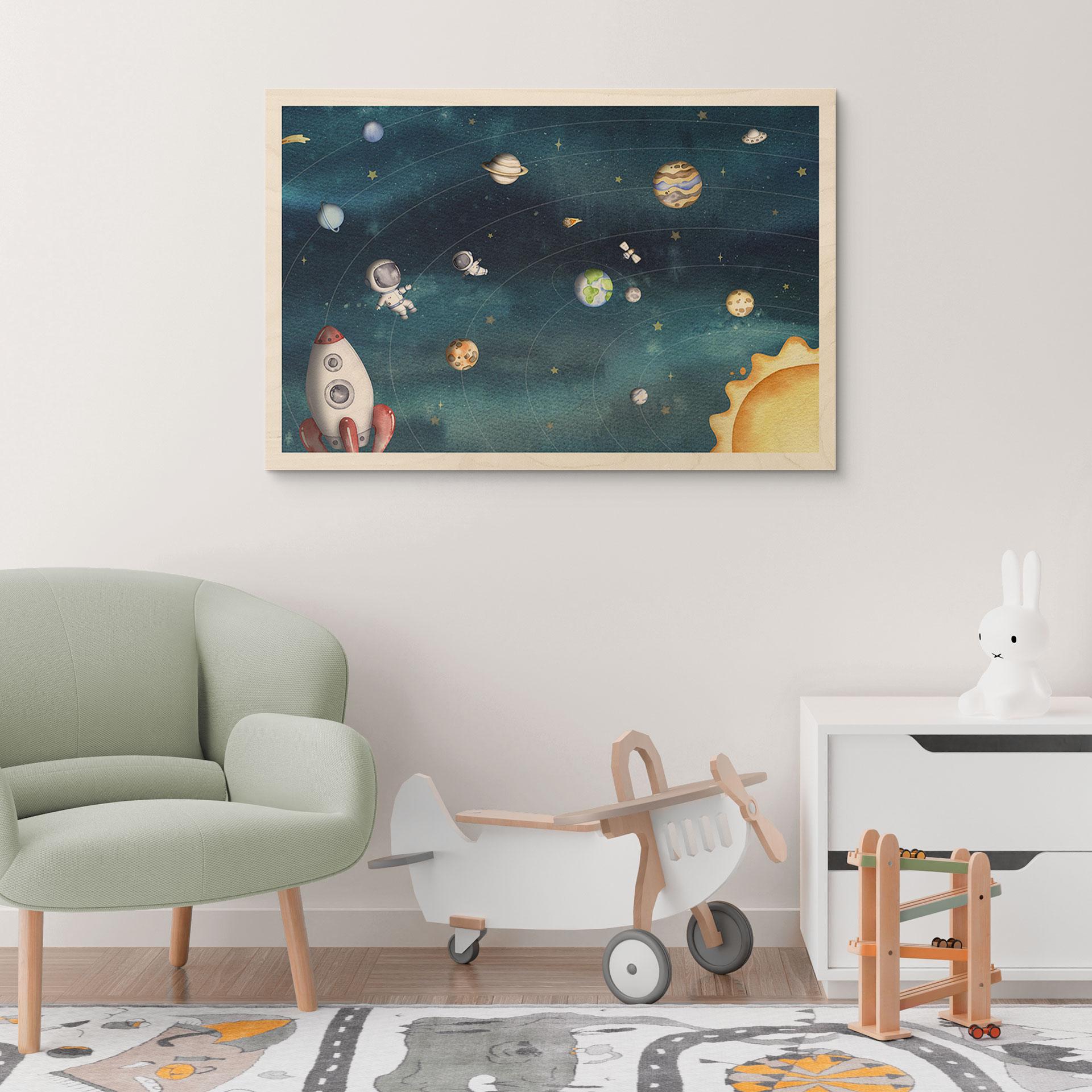 Holzbild Weltraum Abenteuer mit Astronauten - Oliver Robins