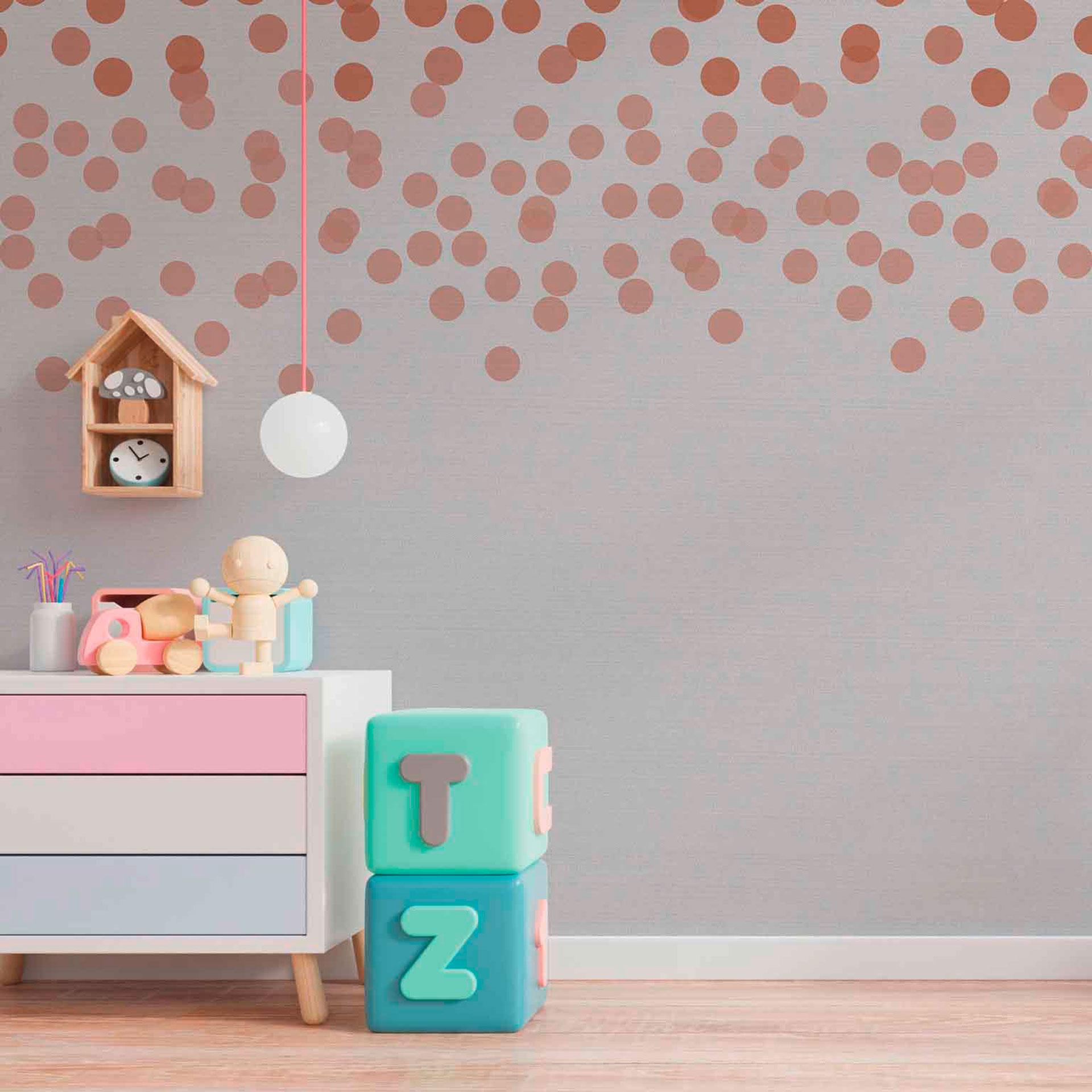FallingDots2 design tapet i grå rød - non-woven tapet Designwalls 2 - 2,55 x 3,5 m