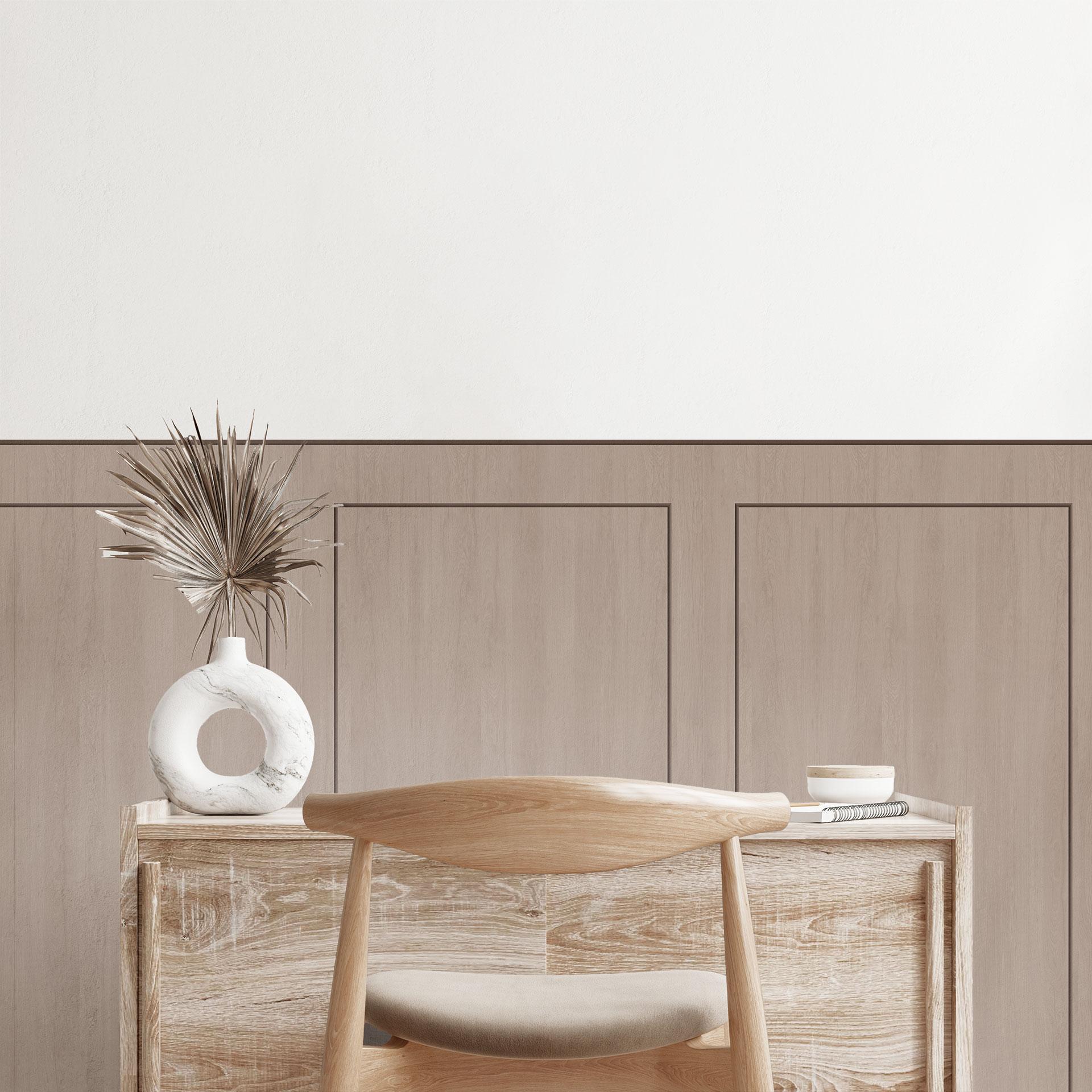 Wandpanelen Wandbekleding taupe met houtnerf met kader