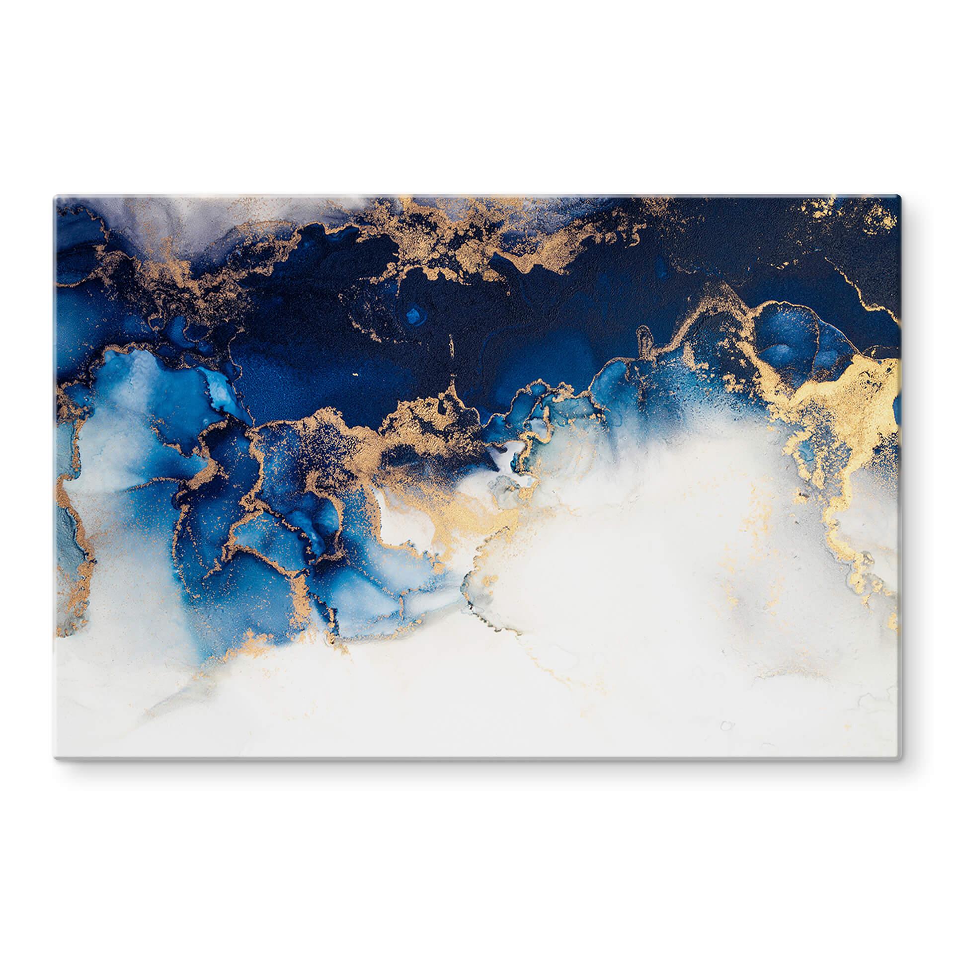 Spatscherm Abstract Marmer Blauw en Goud