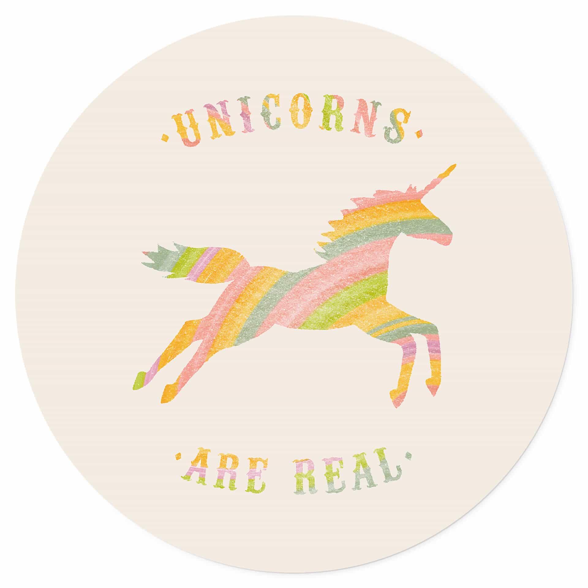 Vinilo decorativo Bodart - Los unicornios son reales - Redondo