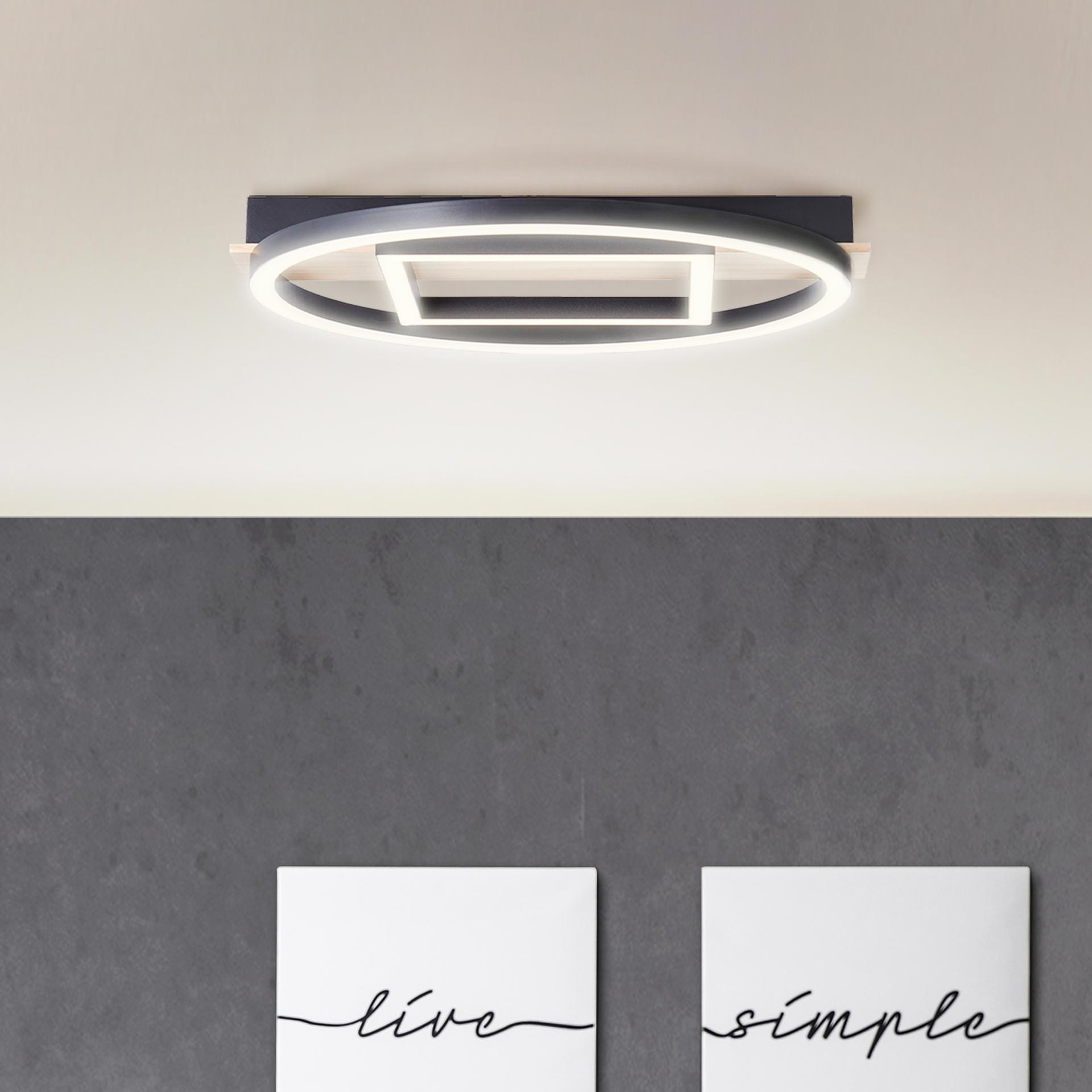 Deckenleuchte Leopold, braun, 5,5 x 39 cm, Holz Moderne LED-Deckenleuchte, dimmbar