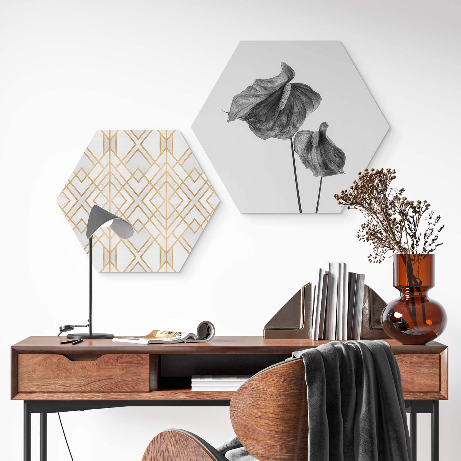 Hexagon Dibond Grønkjær - Anthurium