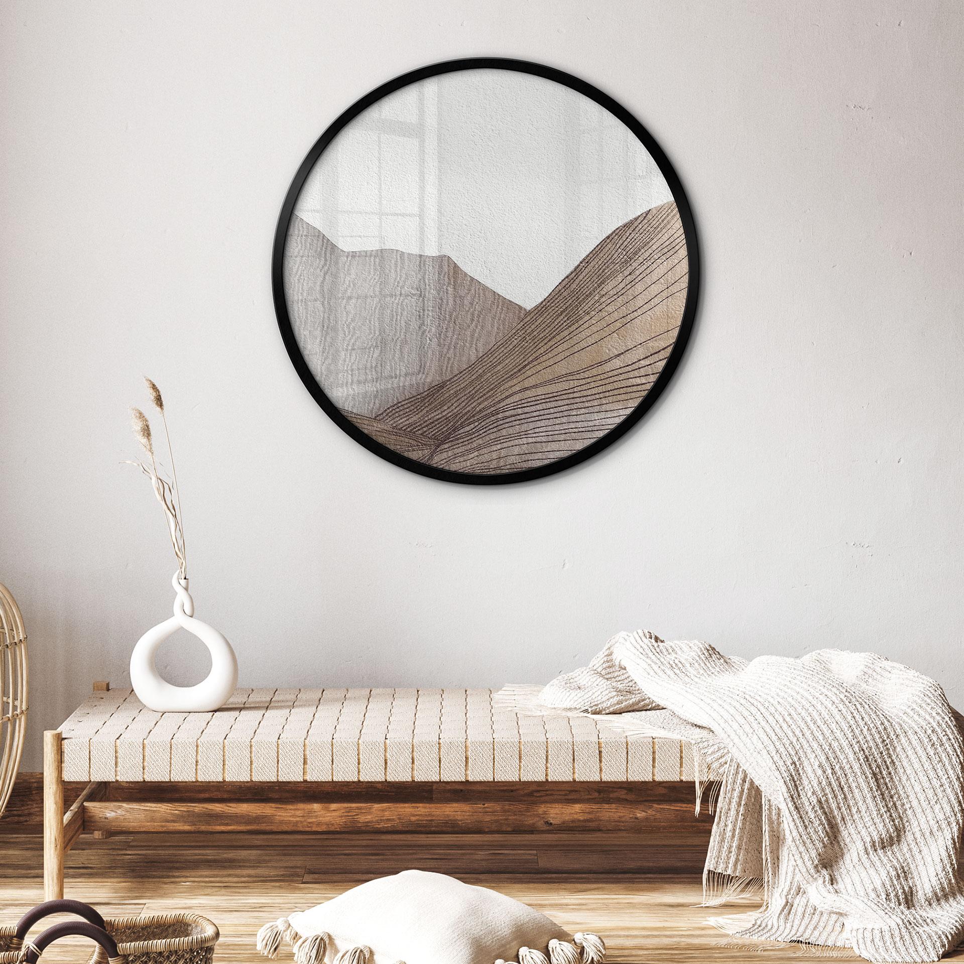 Minimalistisk plakat med bjergskitser - Alma - Rund
