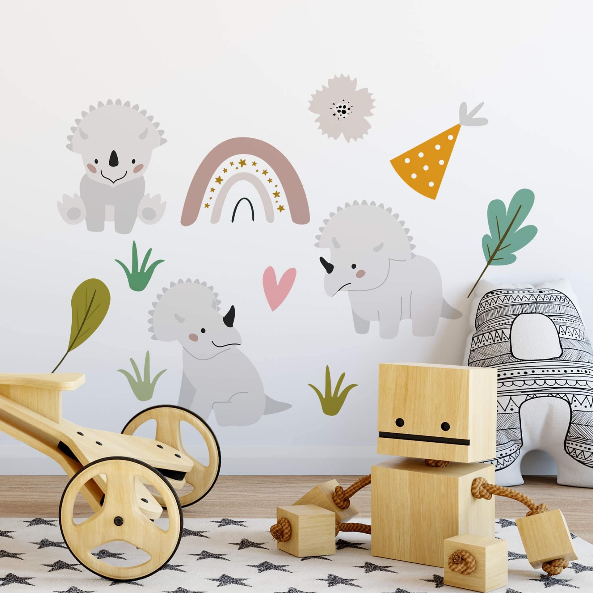 Adesivo murale - Baby Triceratopo Set