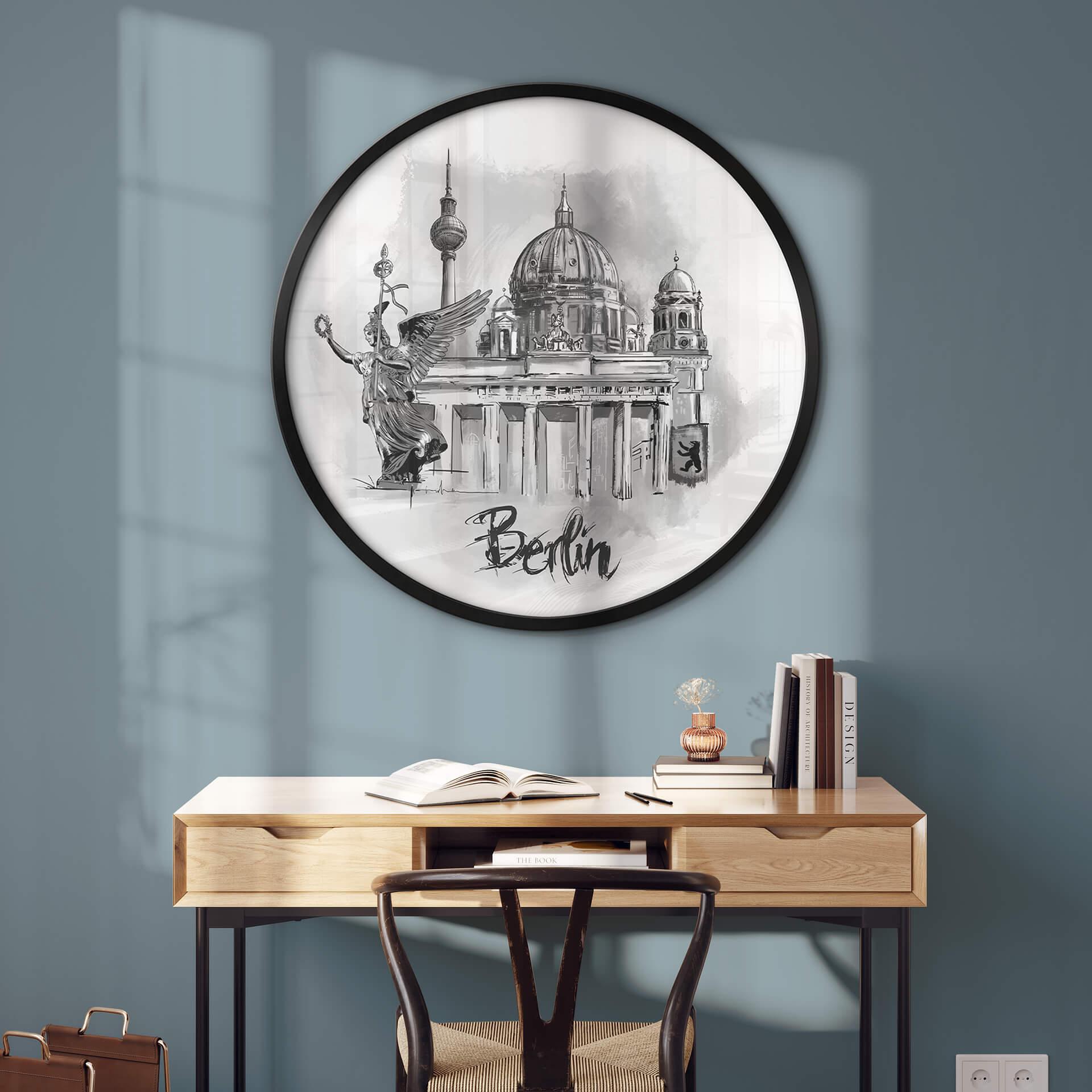 Poster Love your City - Berlin - schwarz-weiß - Rund