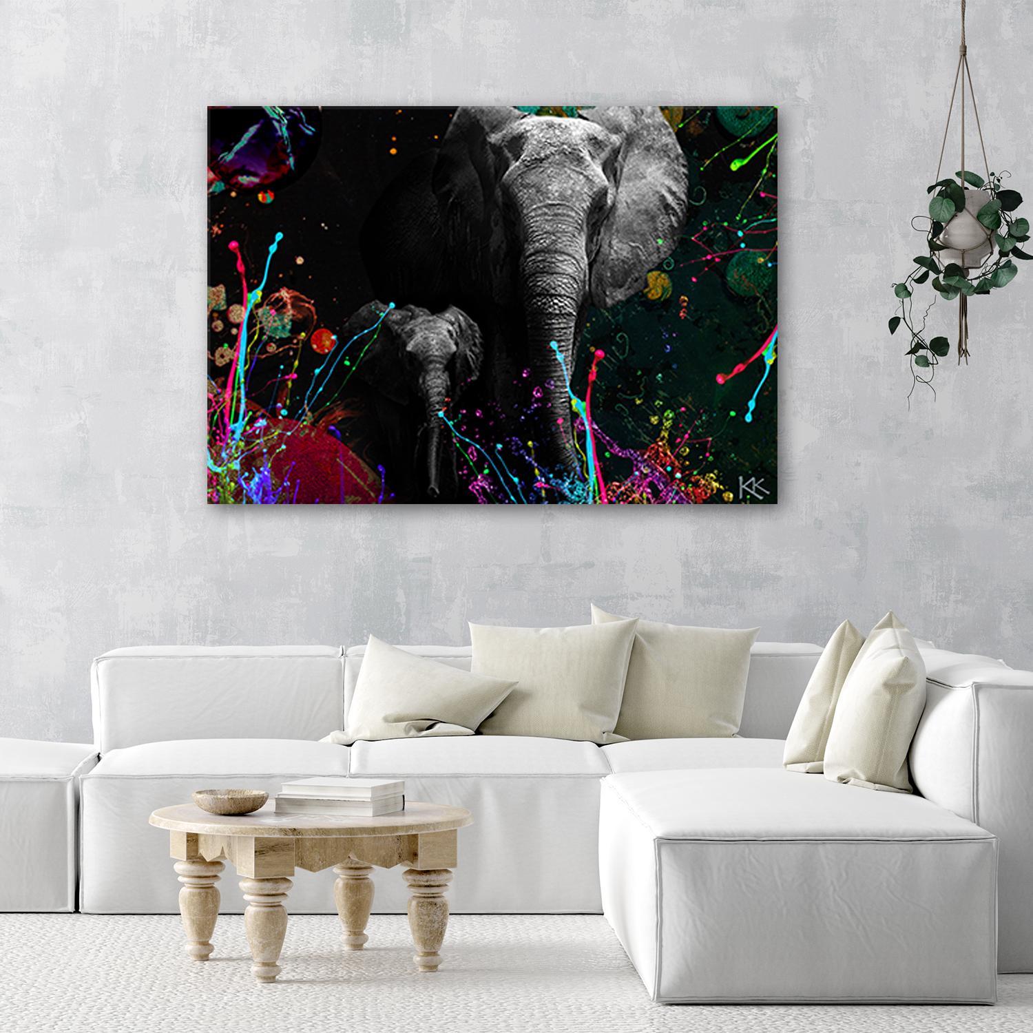 Canvasbillede, elefant dyr abstrakt