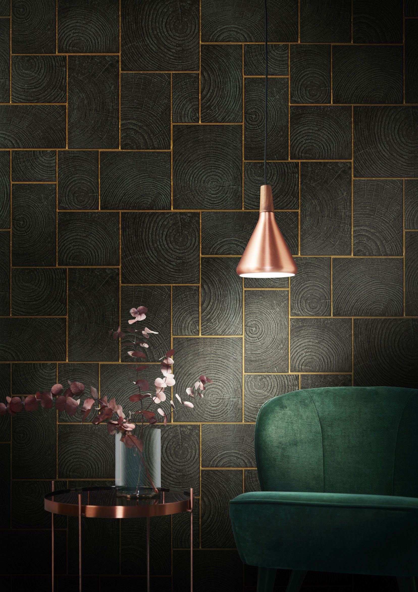 grafisch behang, vliesbehang Natural Opulence zwart
