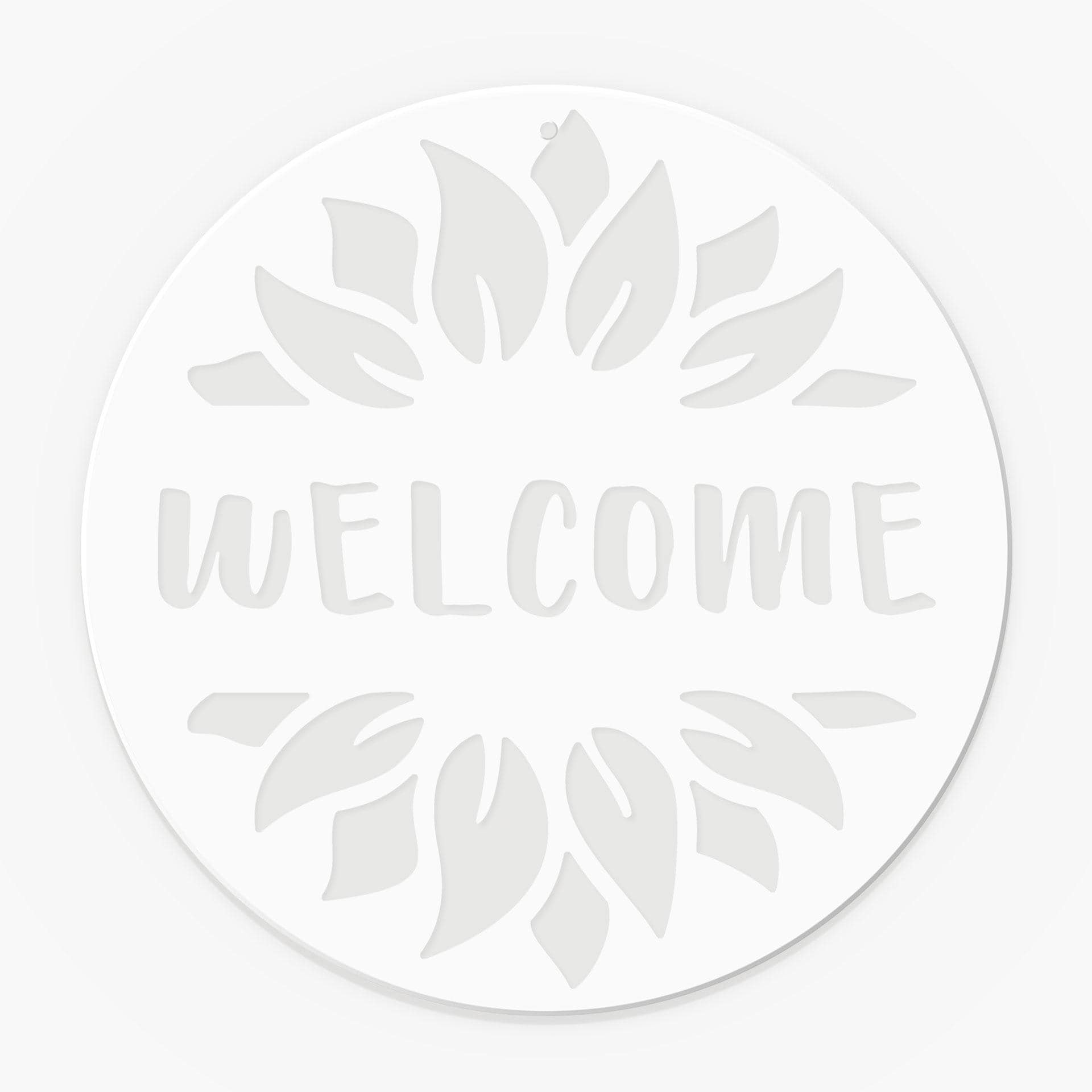Quadro in vetro acrilico, quadro da appendere Welcome - rotondo