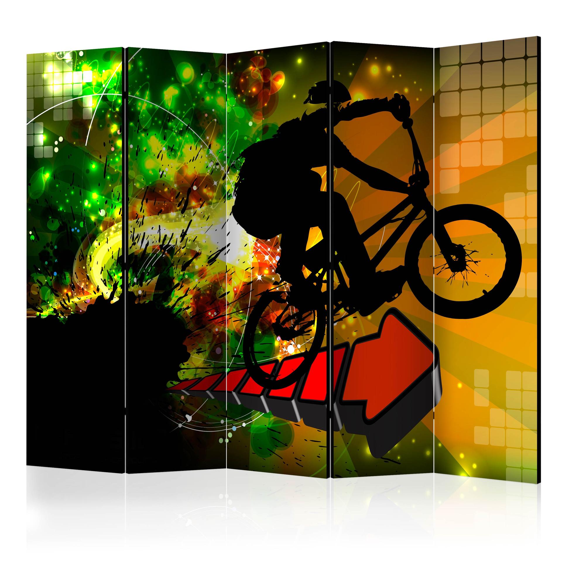 Screen room divider - Cykeltricks , 5-delt - 225x172 cm