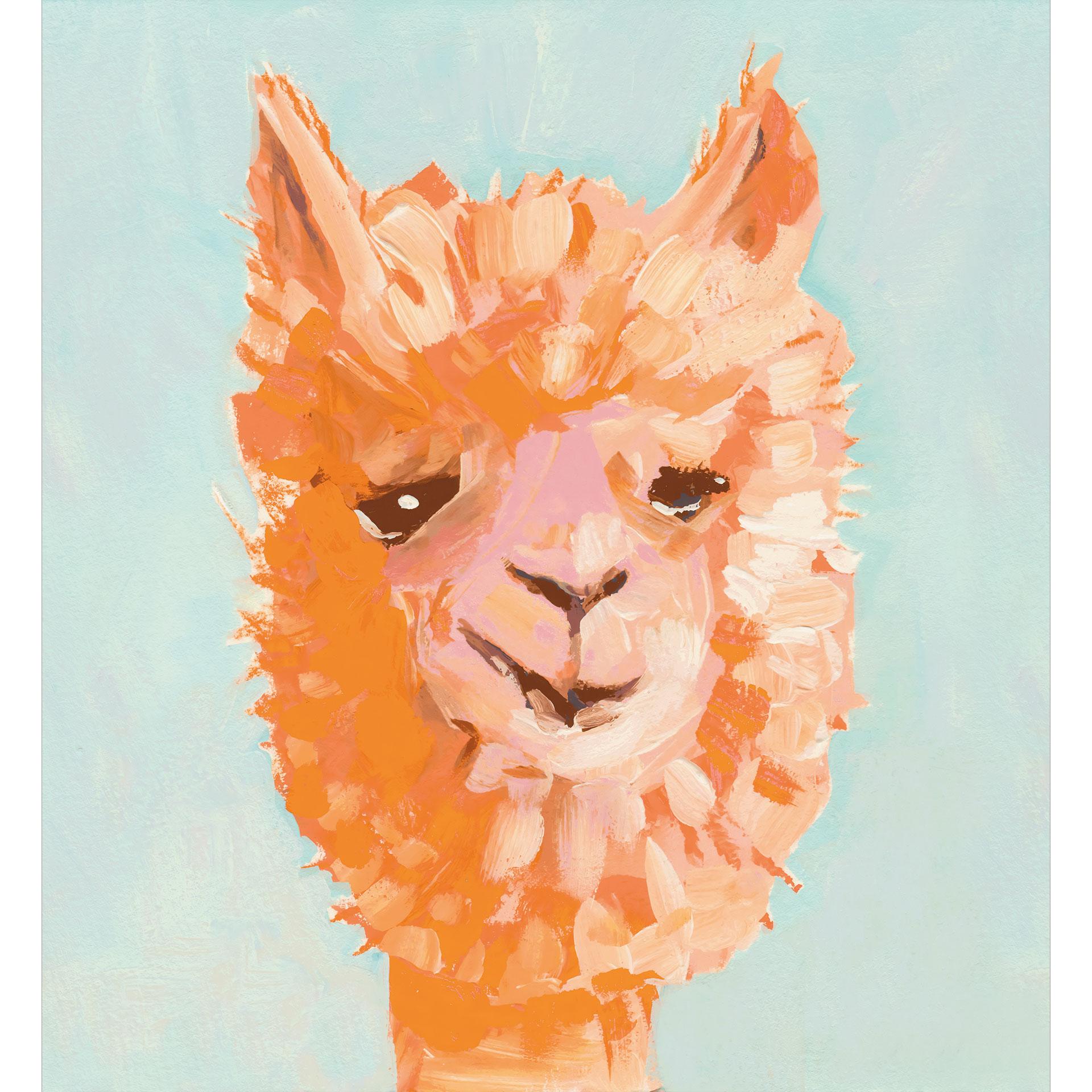 Fotomural con motivo animal - Alpaca naranja - Zwara