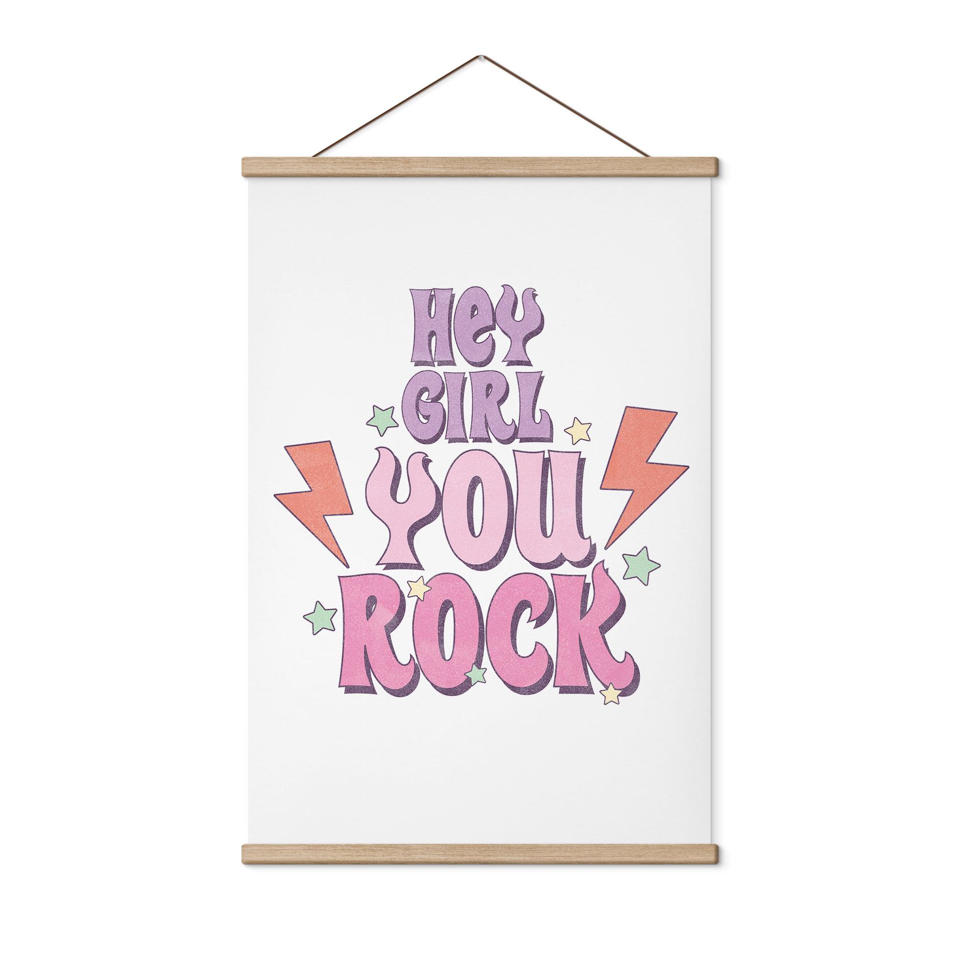 Tekstil plakat Hey girl you rock