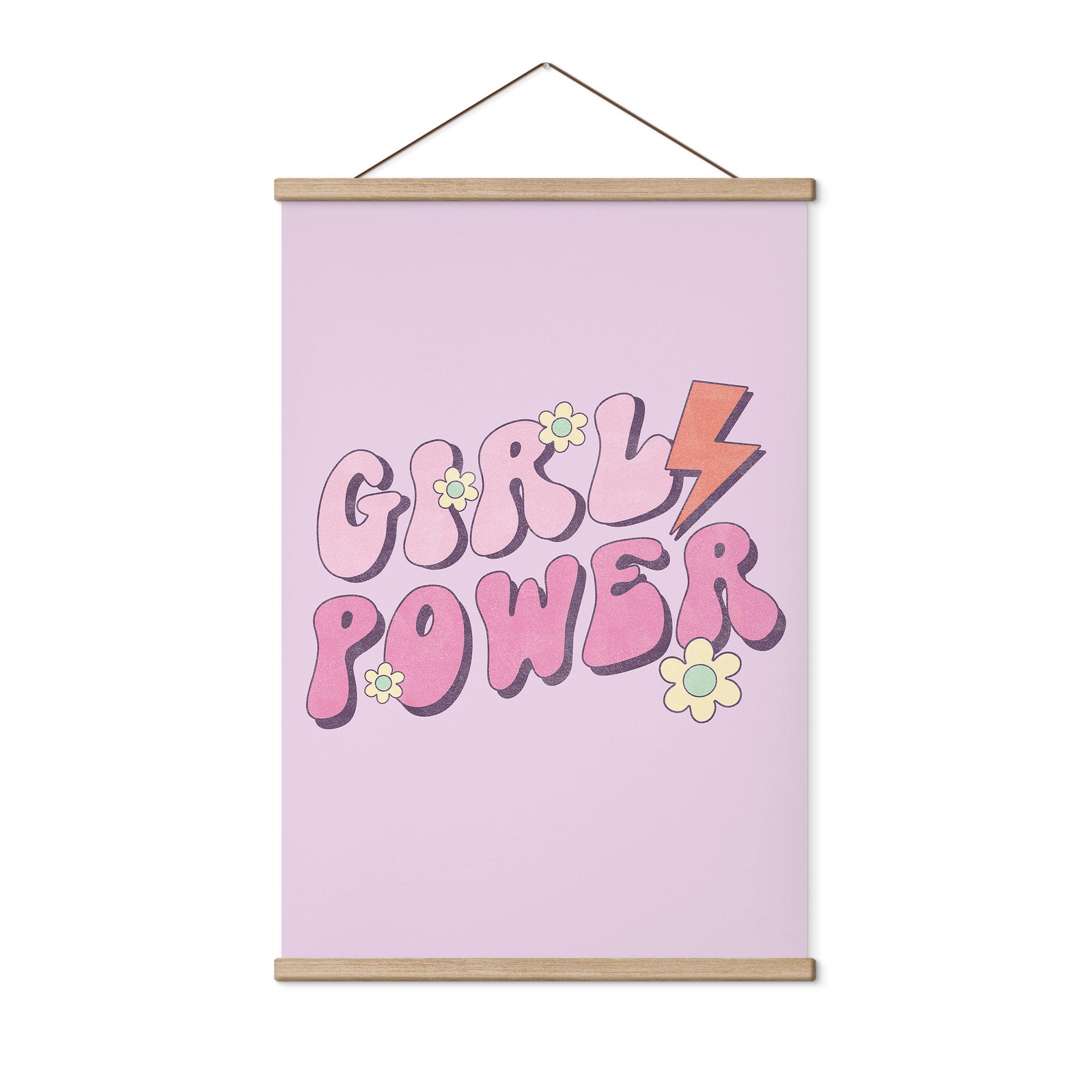 Tekstil plakat Girl Power retro bogstaver lilla