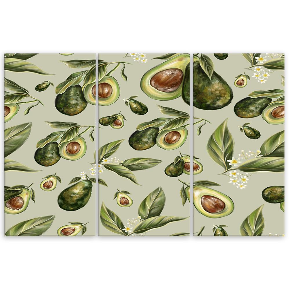 Lærredstryk 3 dele, halve avocado