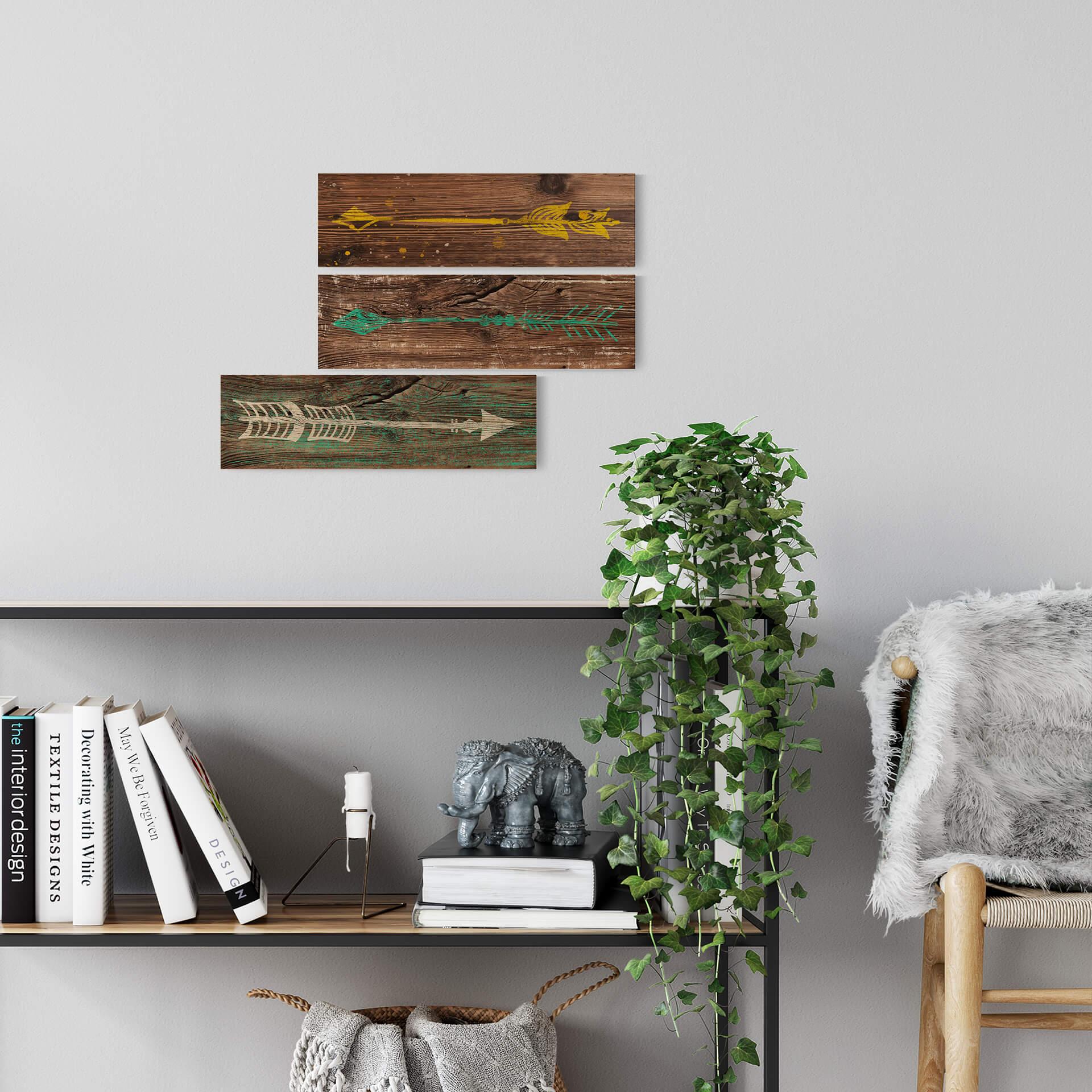 Houten Bordje - Pijl (wit)