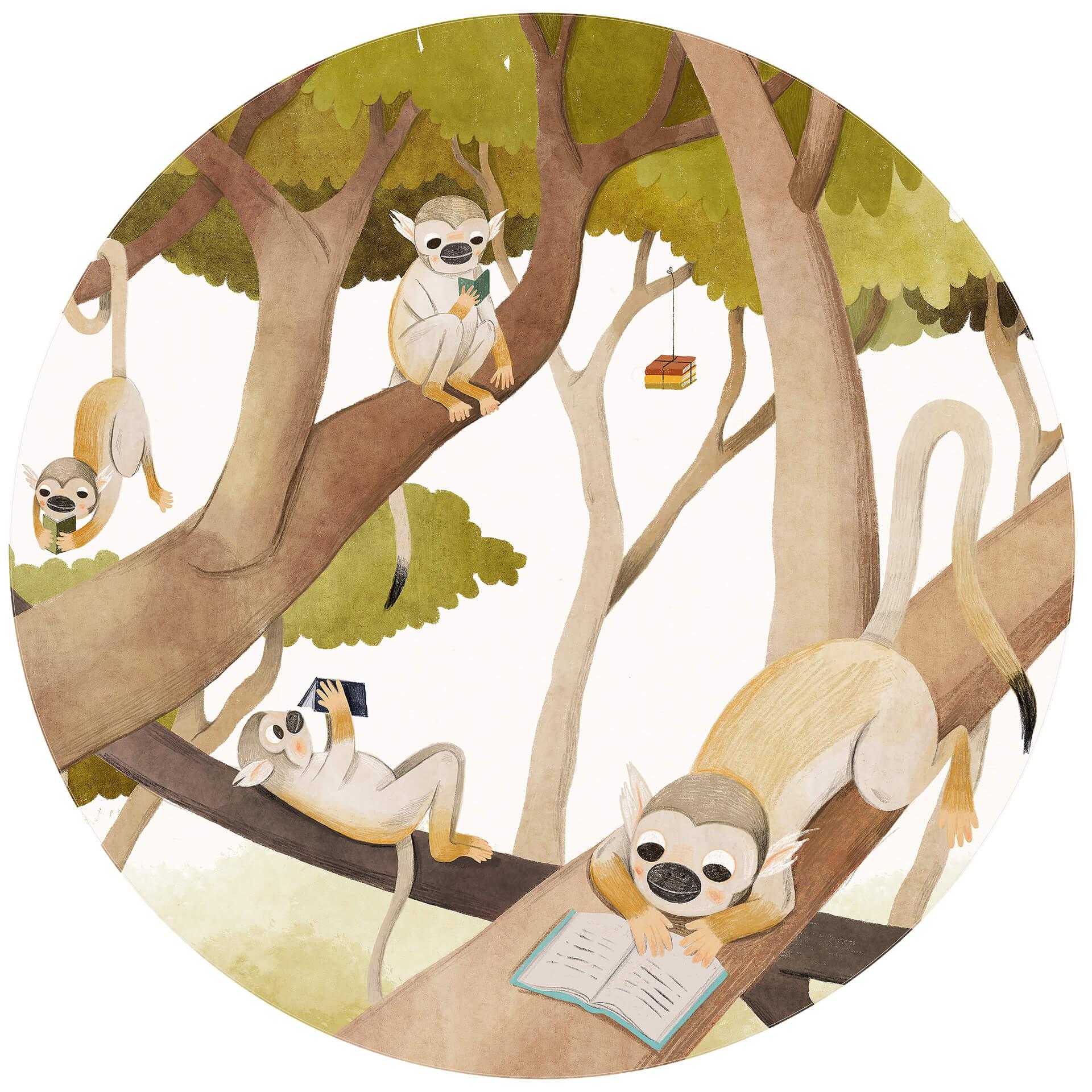 Behangcirkel Loske - Monkey Party - vliesbehang/zelfklevend vliesbehang