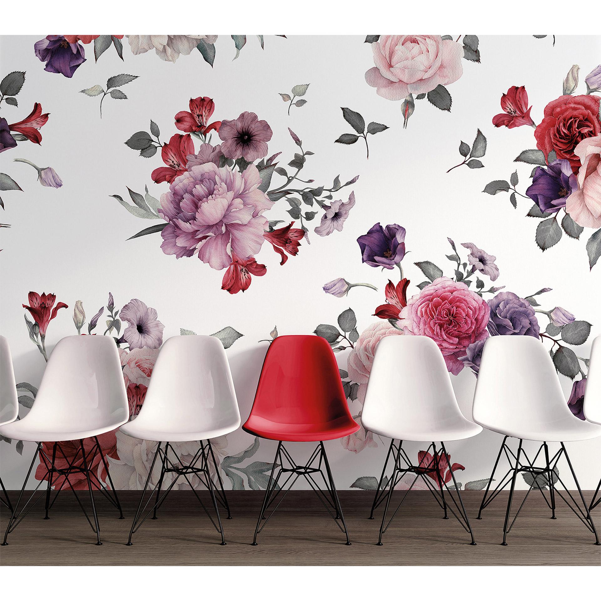 non-woven tapet FlowerBouquet roser fototapet Designwalls i pink og hvid