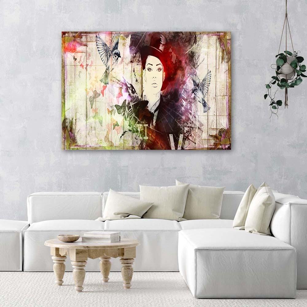 Canvasbillede, Pige med hat Shabby Chic