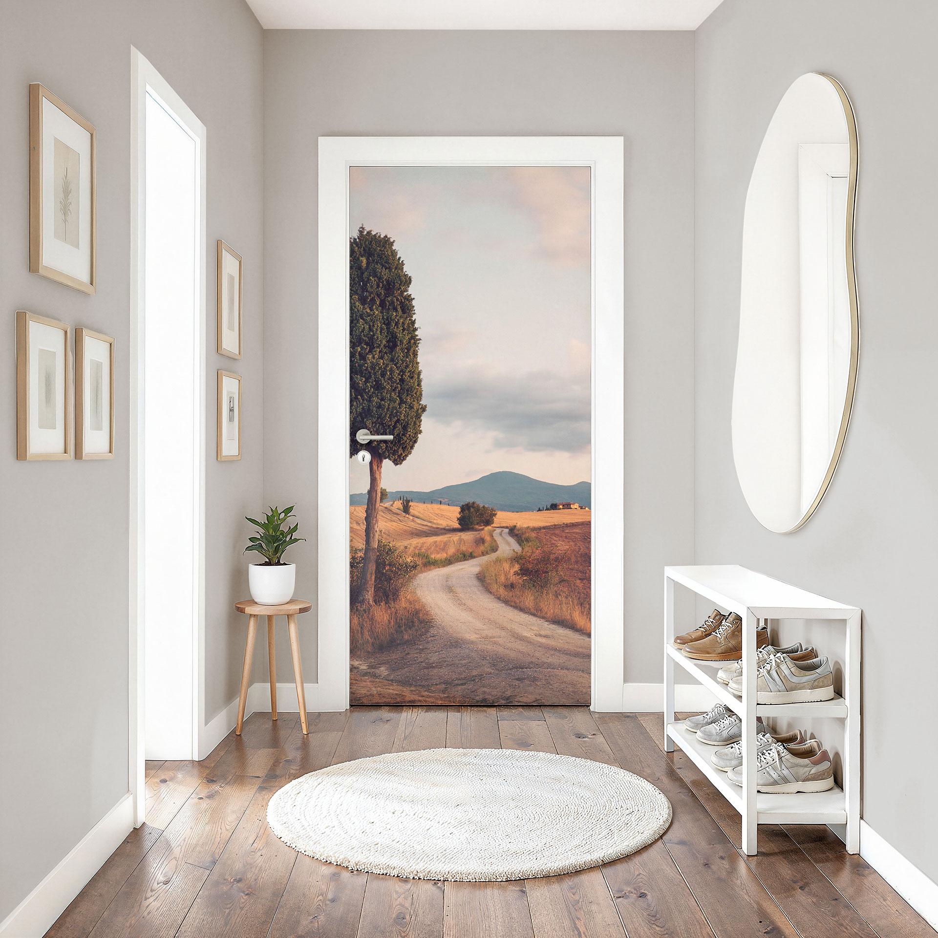 Vinilo para puertas camino de ciprés - Colombo - Decoración autoadhesiva para puertas