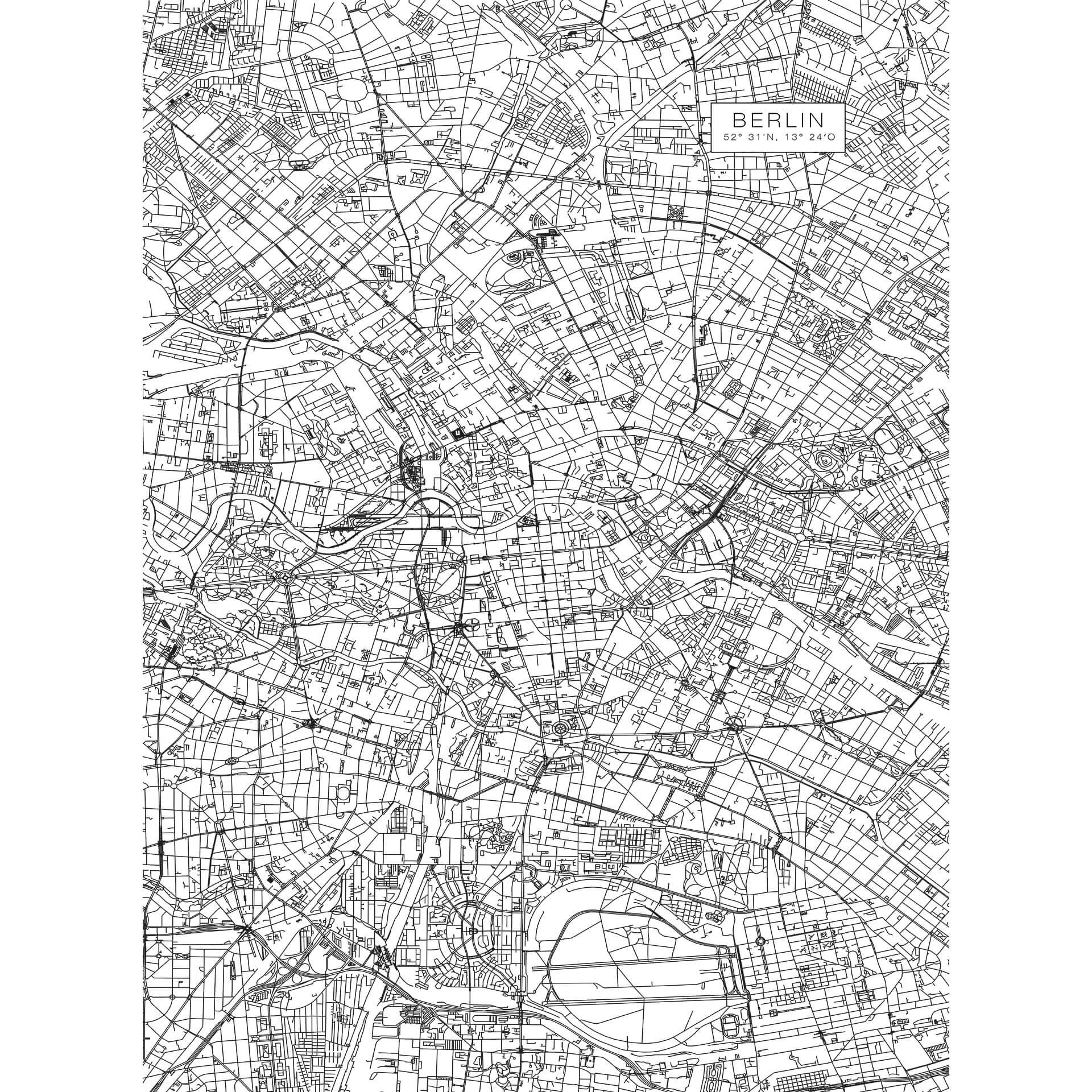 Fotobehang Plattegrond Berlijn