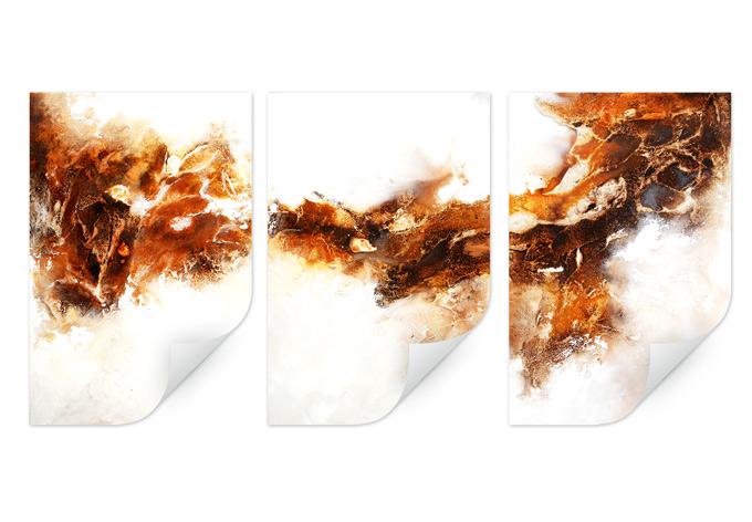 Muurprints Fedrau - Vloeiend Goud 02 (3-delig)