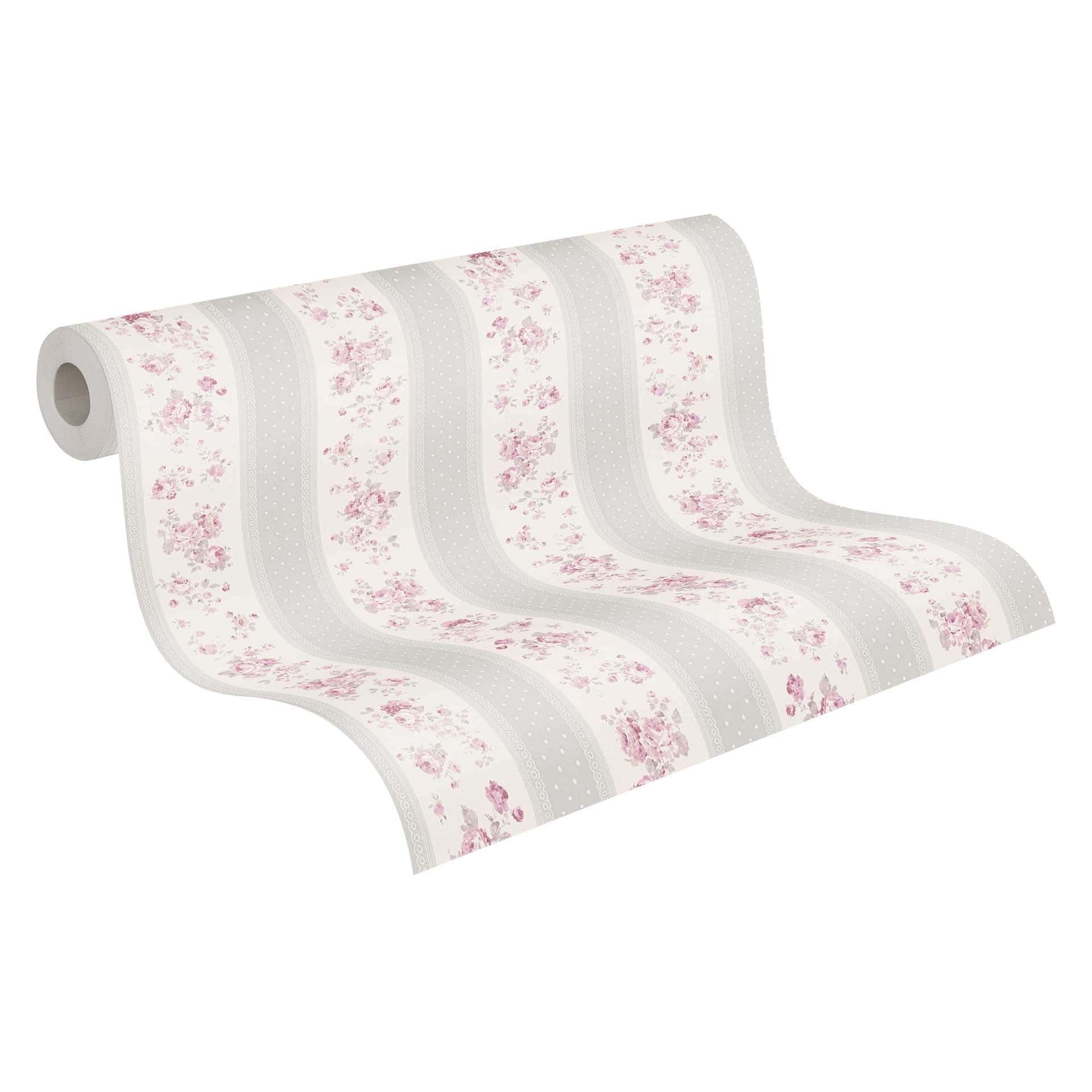 behang bloemen grijs wit - vliesbehang country house A.S. Création - mat en licht structuur