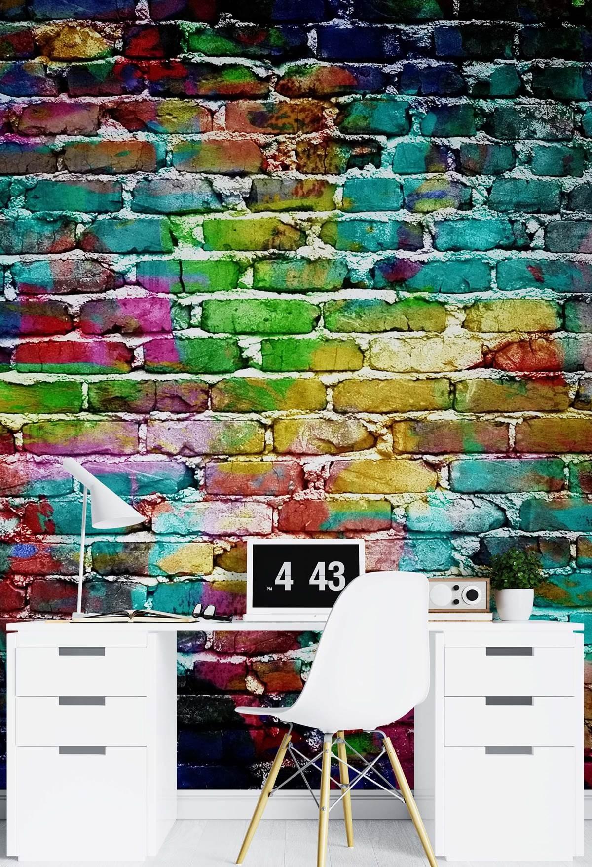Fototapete, Regenbogen bunte Ziegel