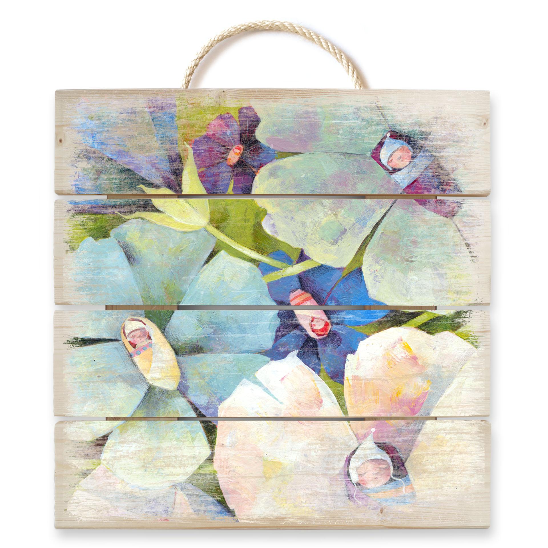 Obraz drewniany Blanz - Blossom babies - 40x41,5 cm