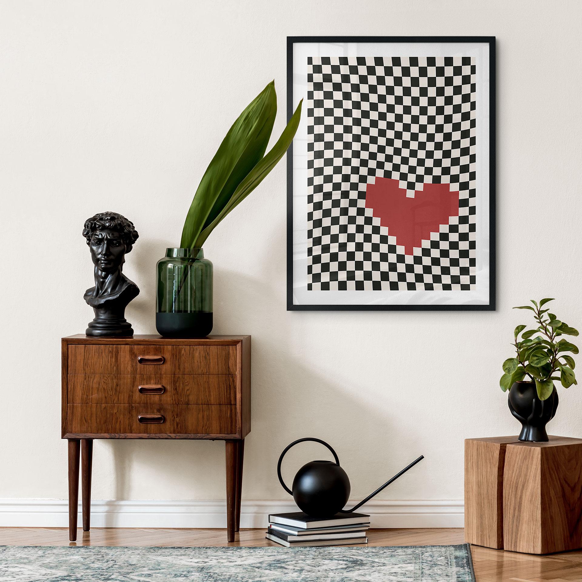 Plakat Optisk illusion: hjerte i pixel-stil - Kerr-Dineen